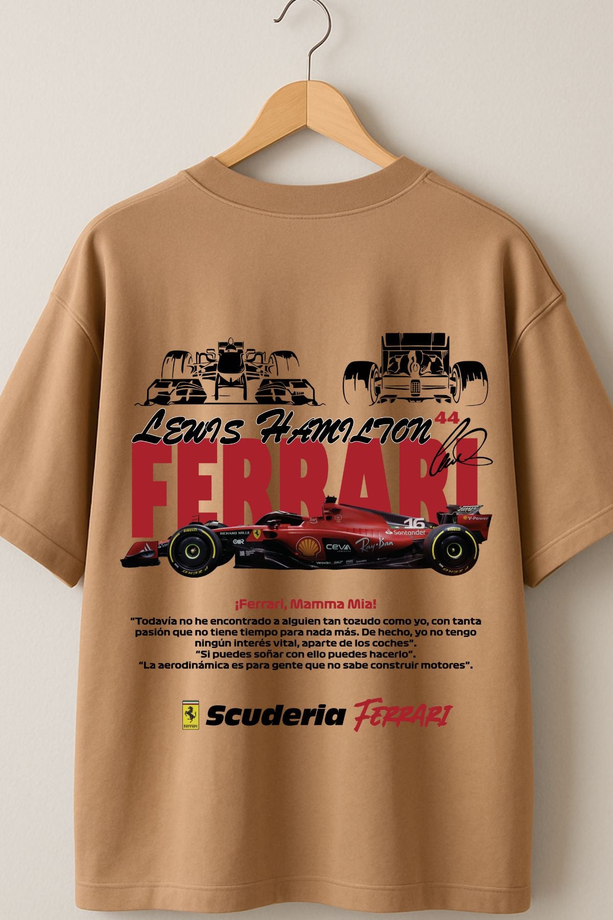 Red Ferrari back front Printed Oversize T-Shirt
