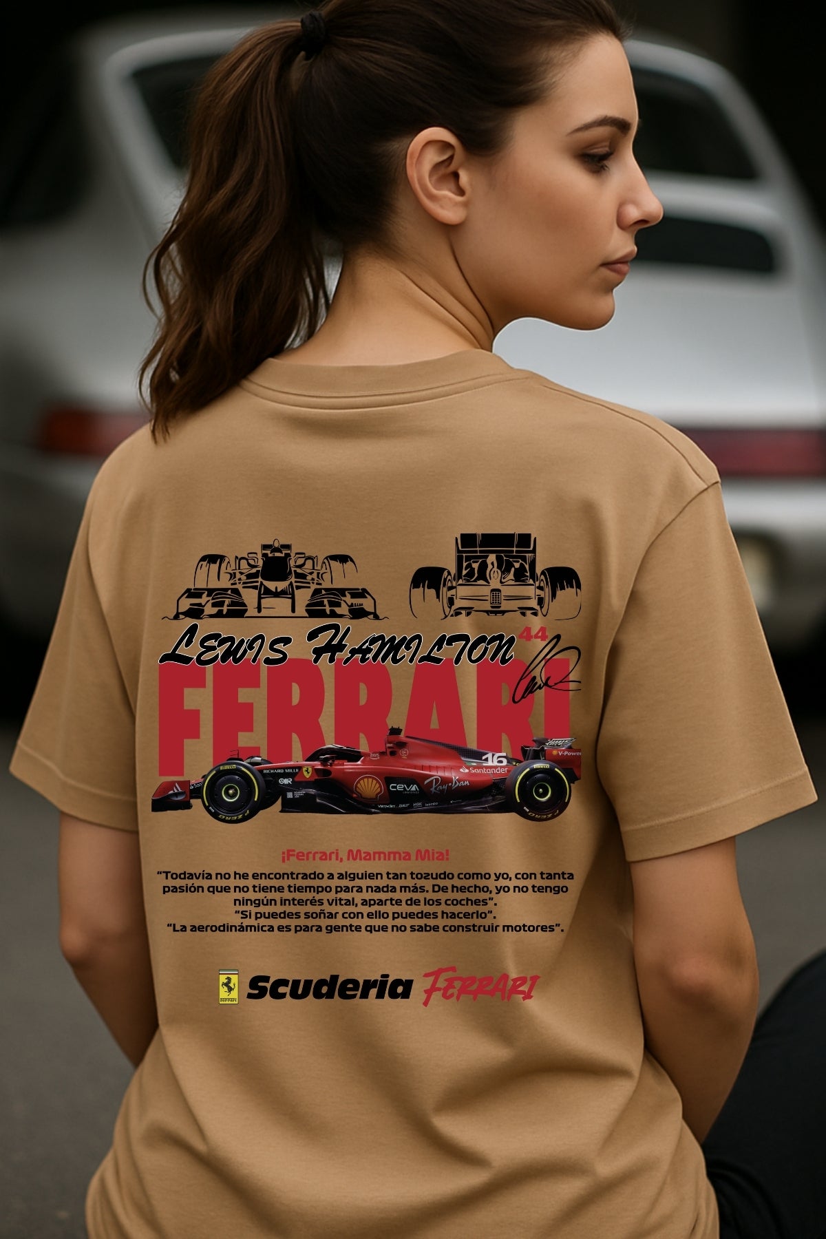 Red Ferrari back front Printed Oversize T-Shirt