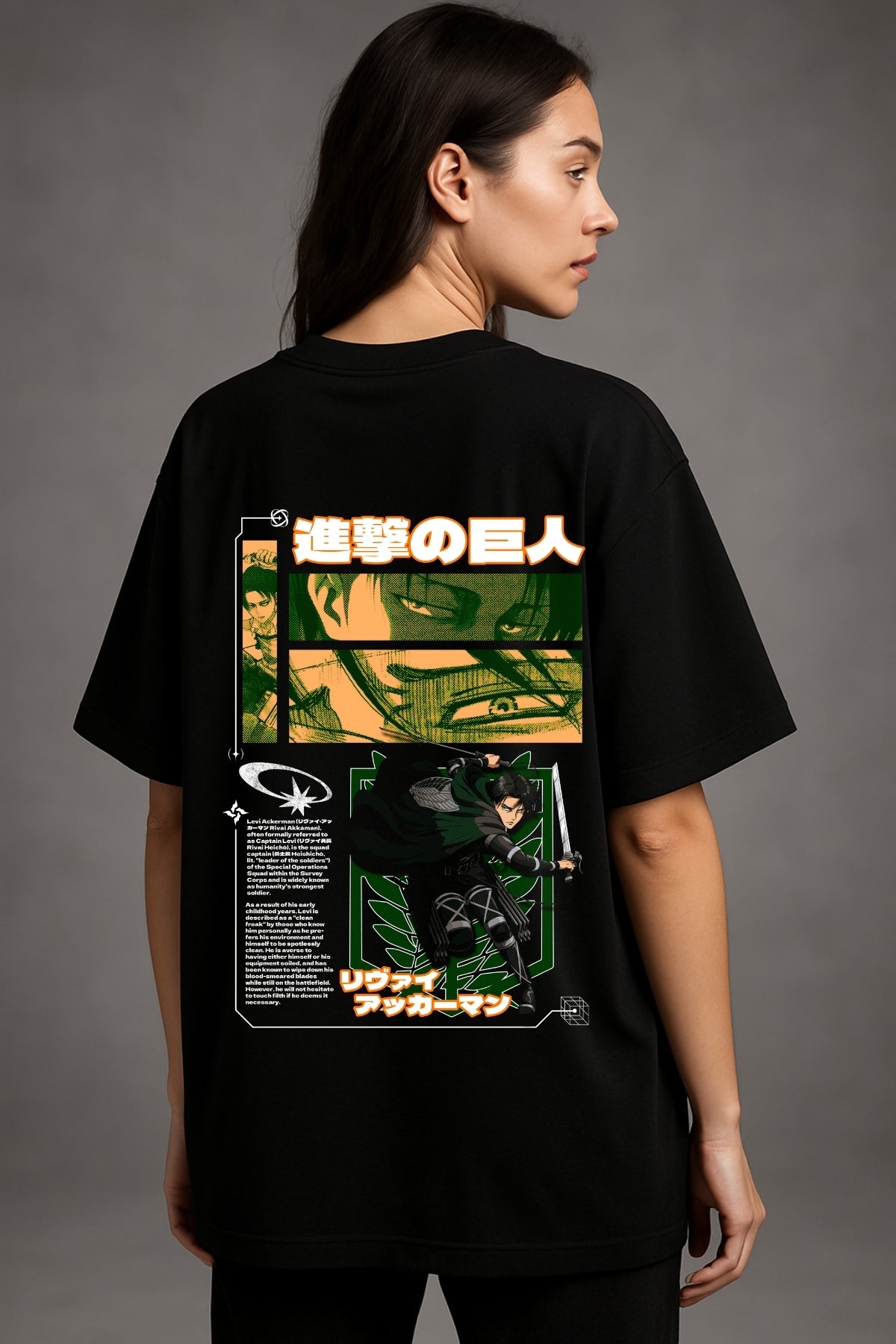 Levi Ackerman Anime Printed Oversize T-Shirt