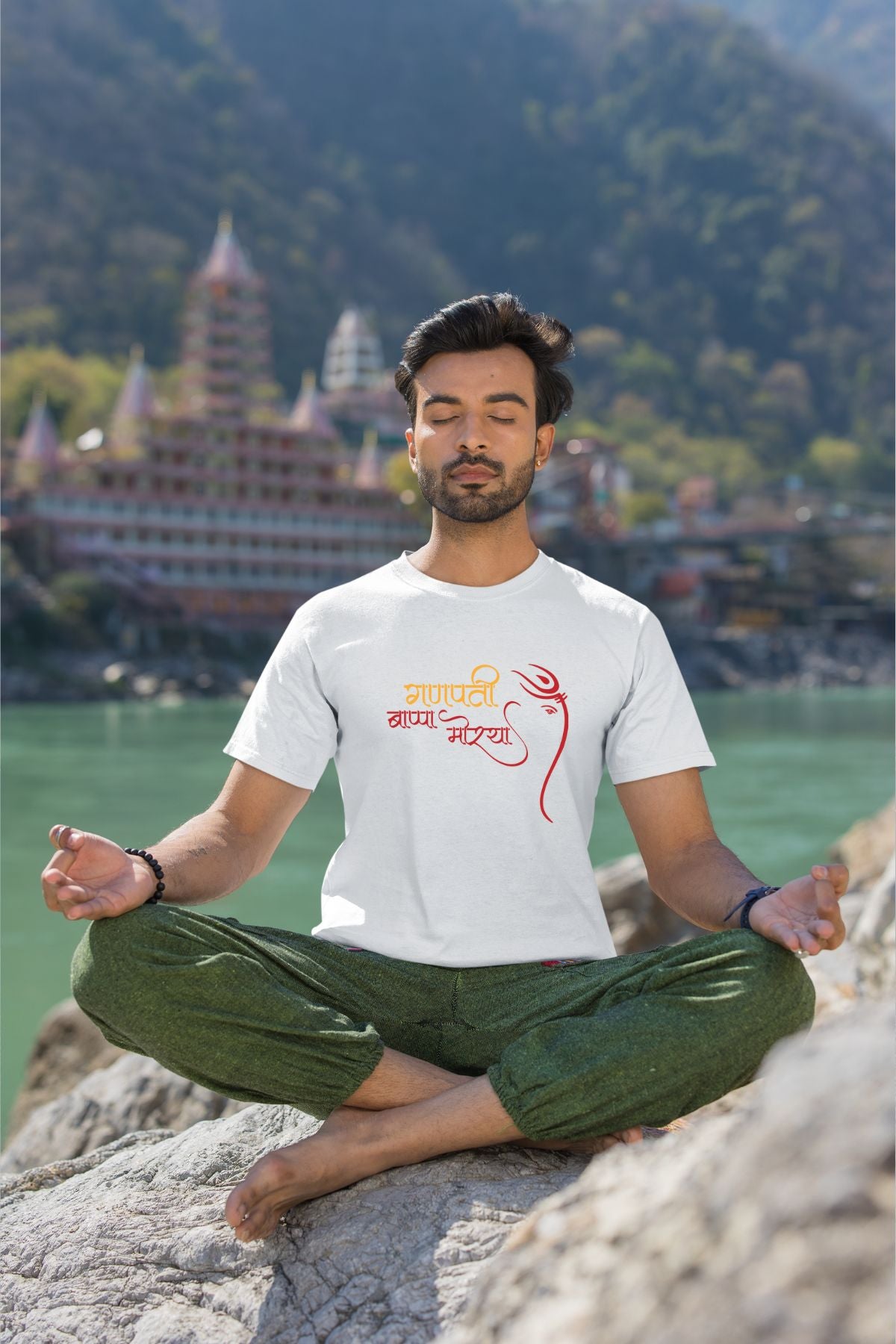 Bappa Morya Printed Ganeshji Text Unisex T-Shirt