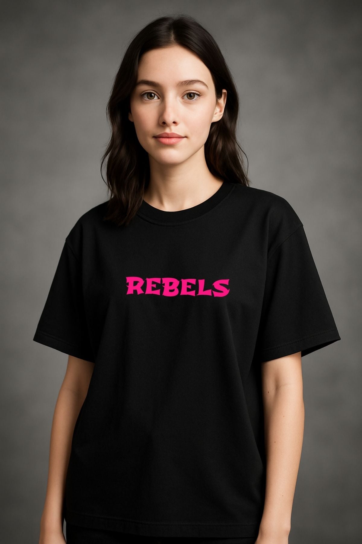 Rebel Anime with sword back  front Printed Oversize T-Shirt