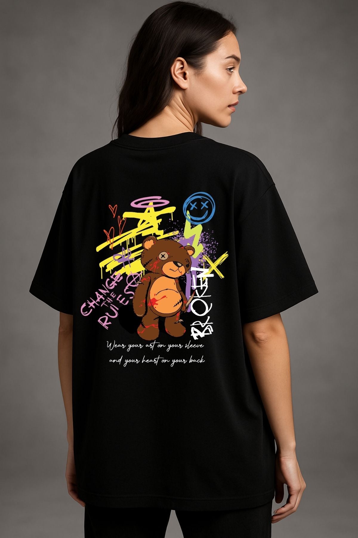 Change the rule back  front Printed Oversize T-Shirt