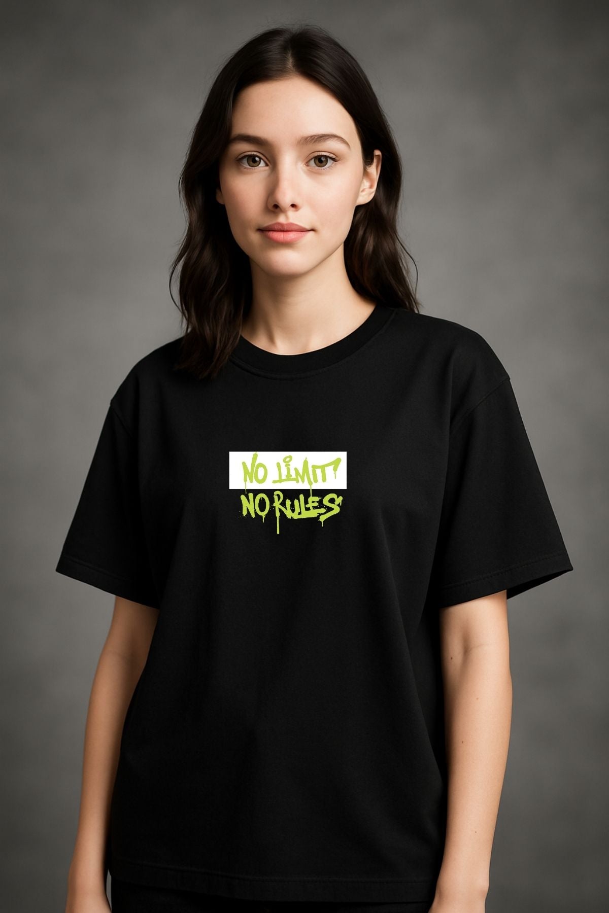 No Limit No Rules back  front Printed Oversize T-Shirt