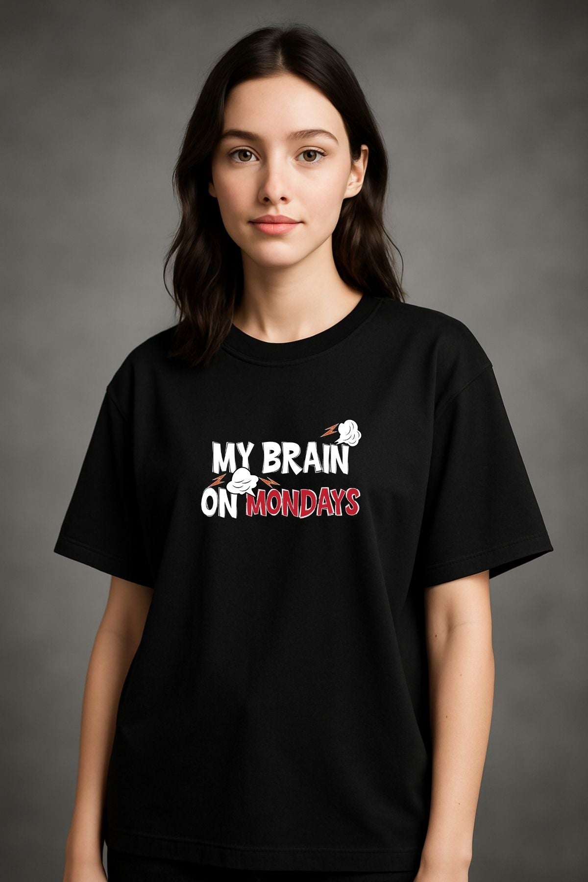 My Brain on Monday back  front Printed Oversize T-Shirt