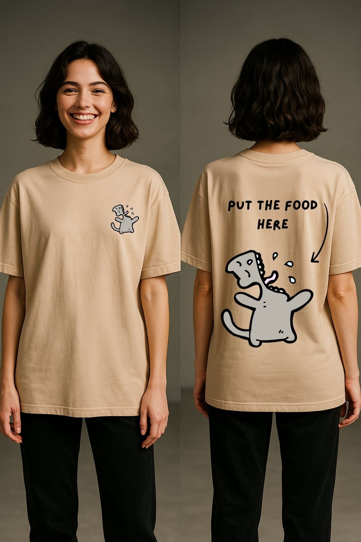 Hungry Cat Printed Oversize T-Shirt