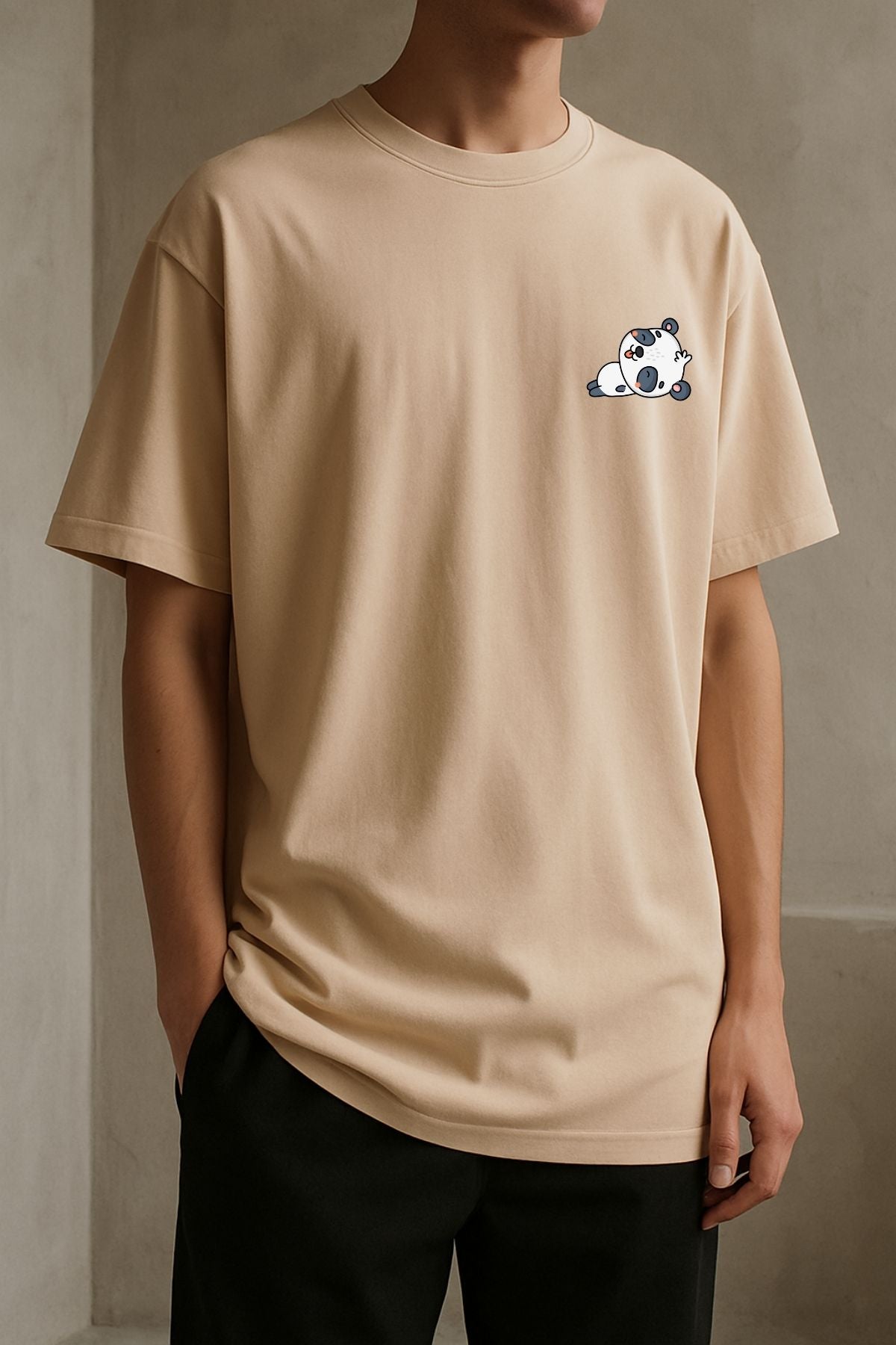 Panda Saving Mode Printed Oversize T-Shirt