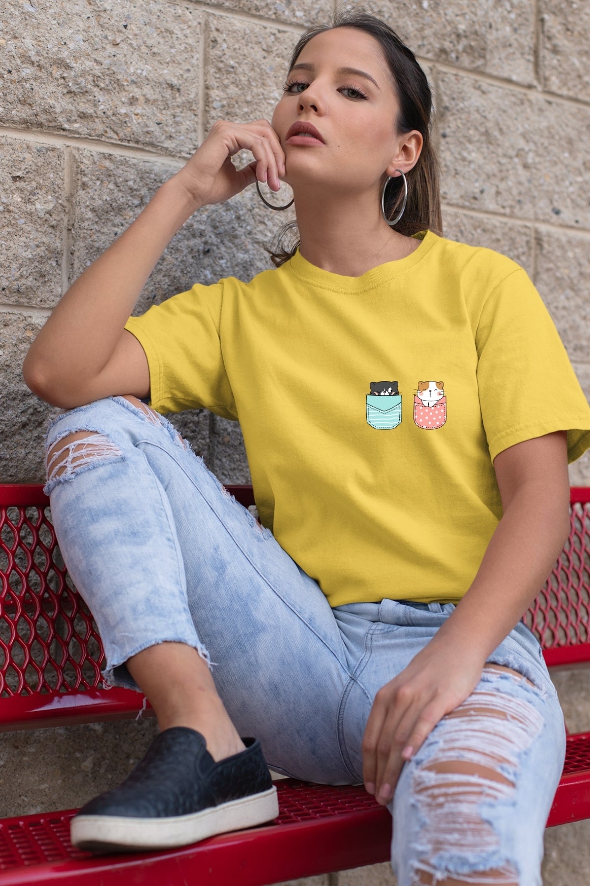 Cute Kitty GR-PK Unisex T-Shirt