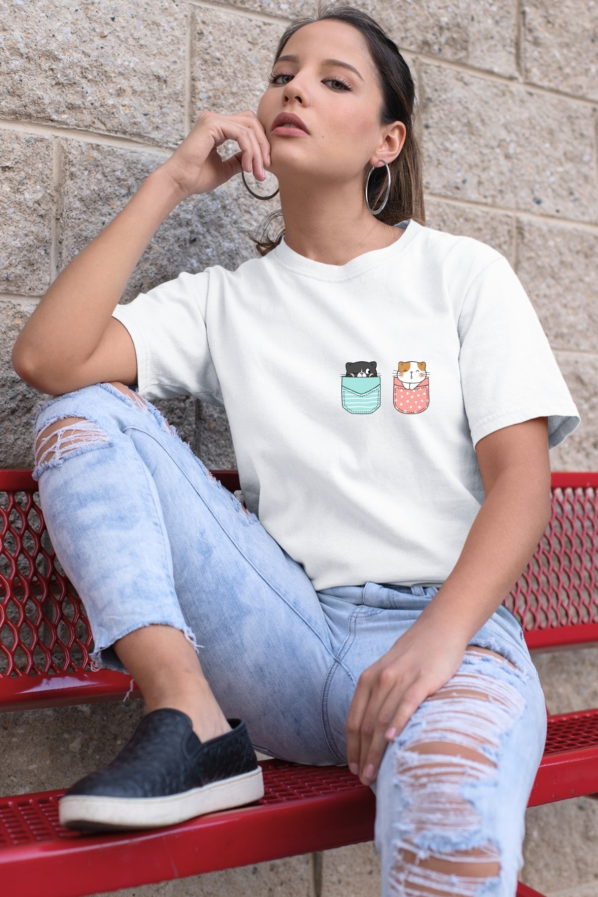 Cute Kitty GR-PK Unisex T-Shirt