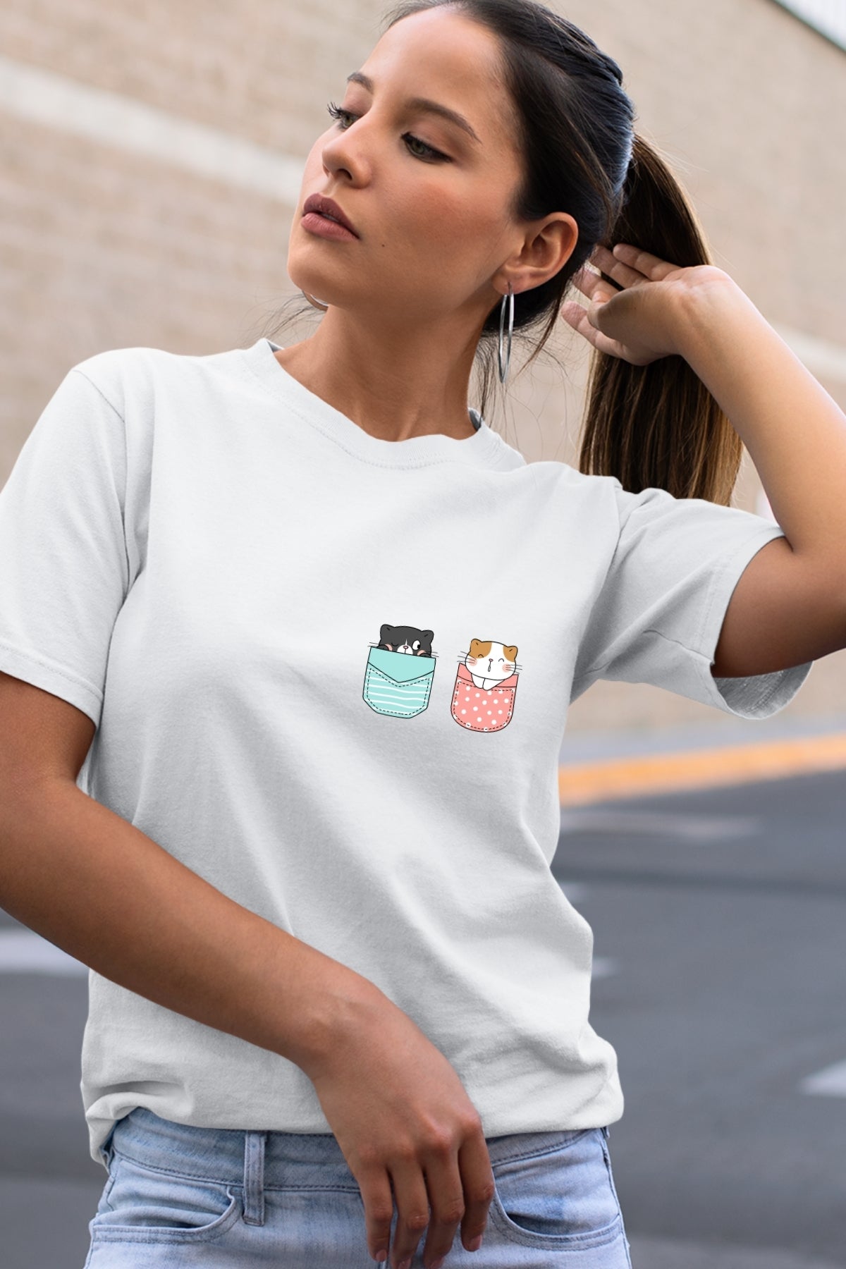 Cute Kitty GR-PK Unisex T-Shirt