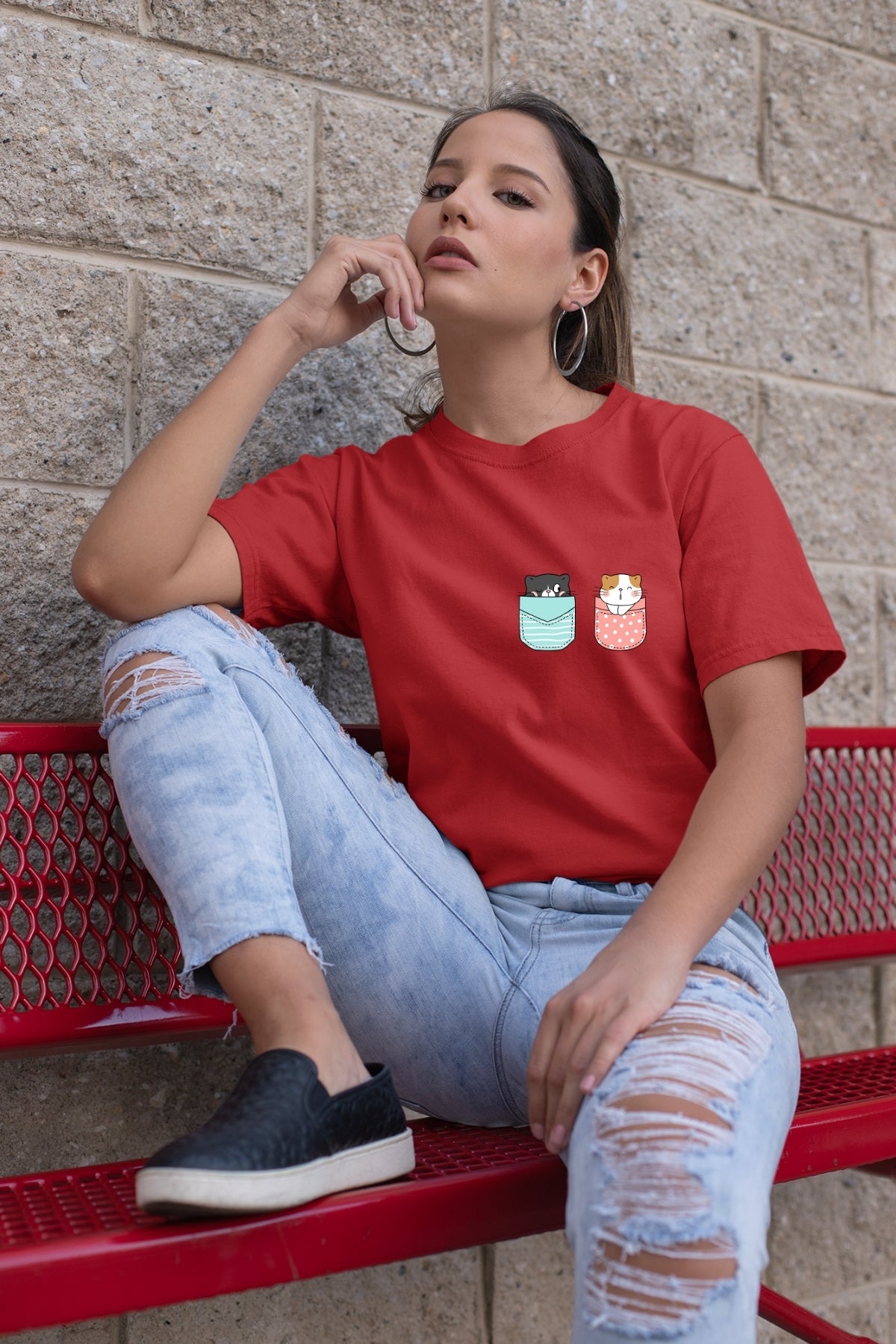 Cute Kitty GR-PK Unisex T-Shirt