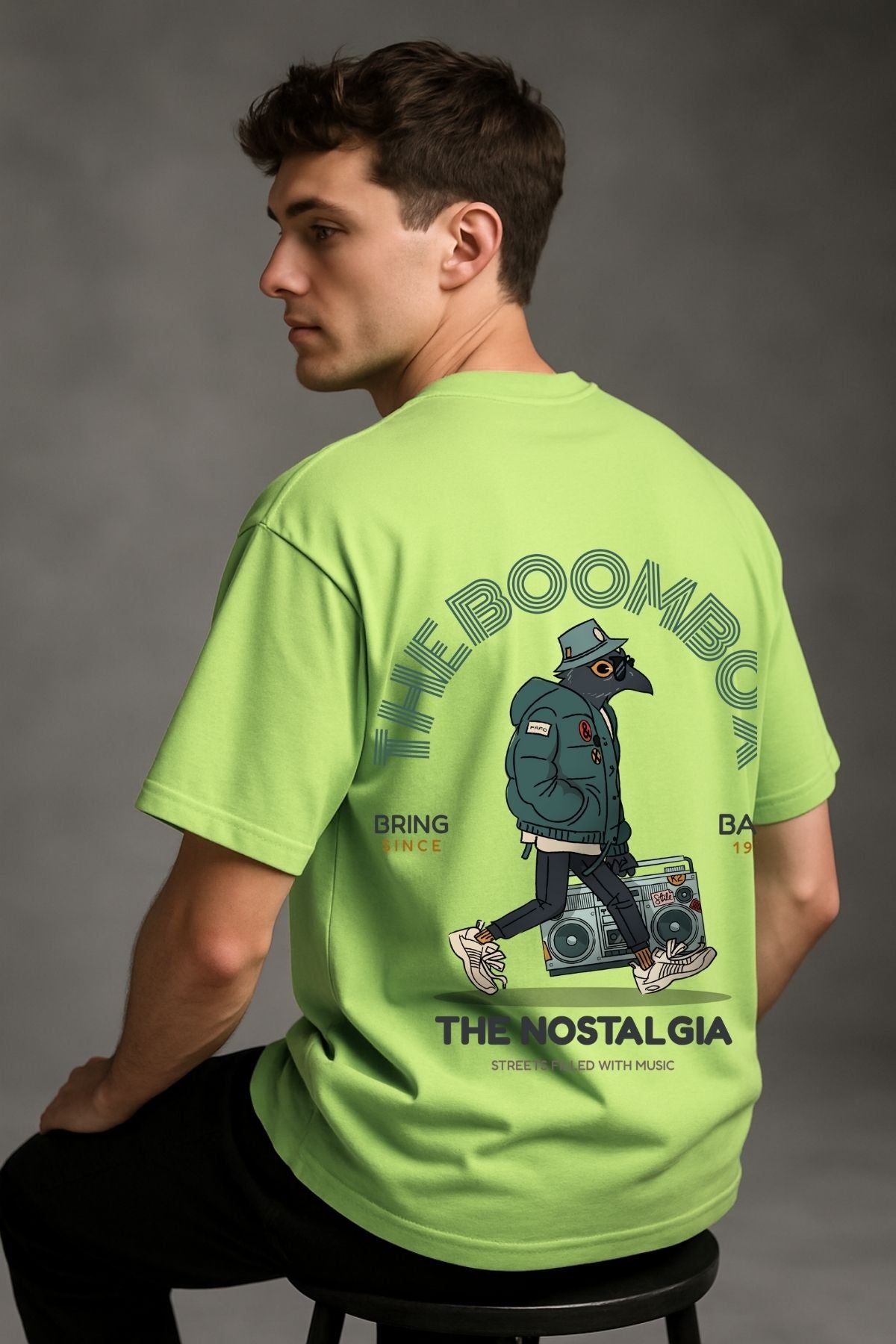 Boombox Music Printed Oversize T-Shirt