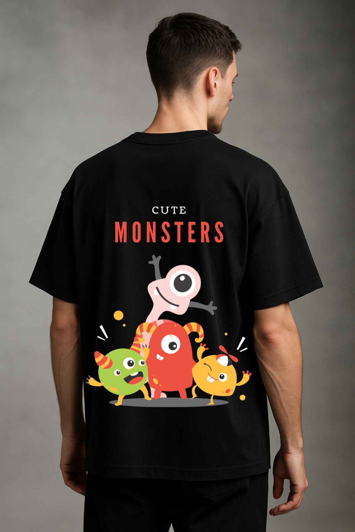 Cute Monster Printed Oversize T-Shirt