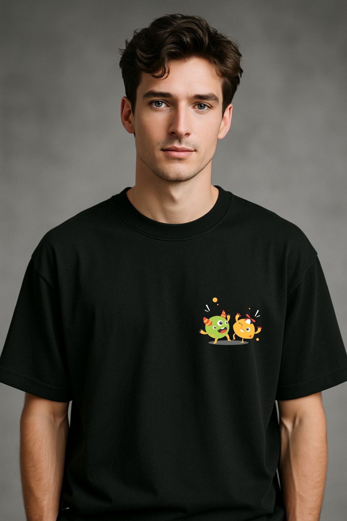 Cute Monster Printed Oversize T-Shirt