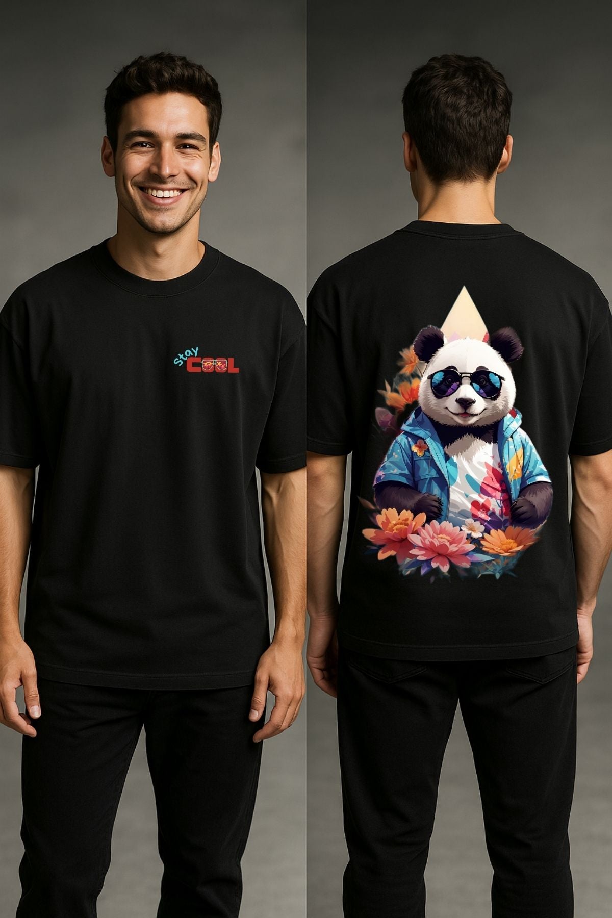 Funky Panda Printed Oversize T-Shirt