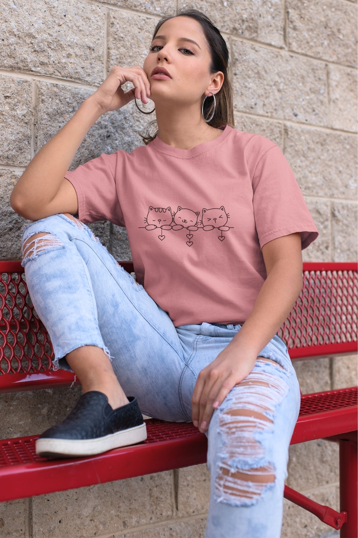 Cute kitty triplet hiding Unisex T-Shirt
