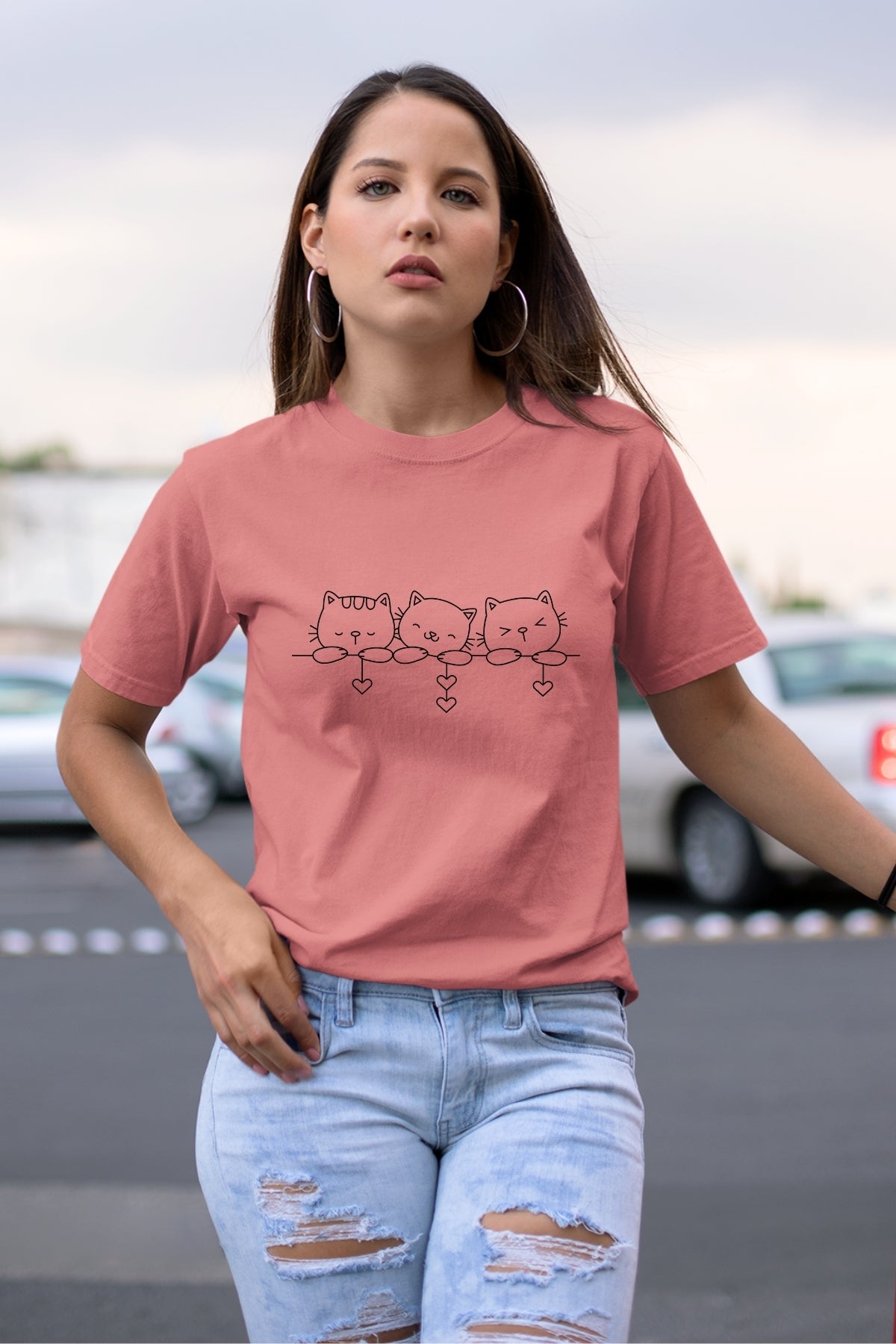 Cute kitty triplet hiding Unisex T-Shirt