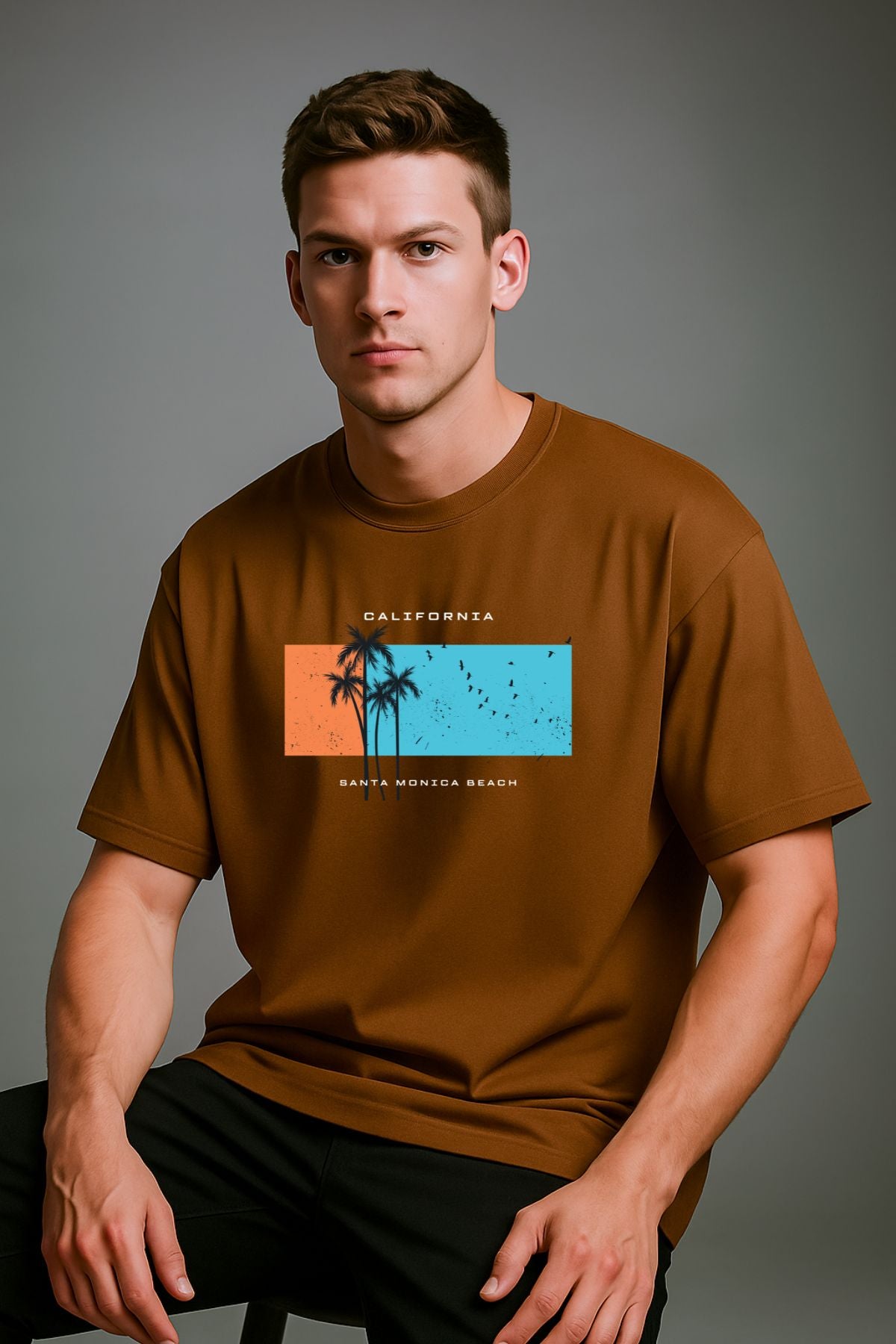 Santa Monica California Printed Oversize T-Shirt