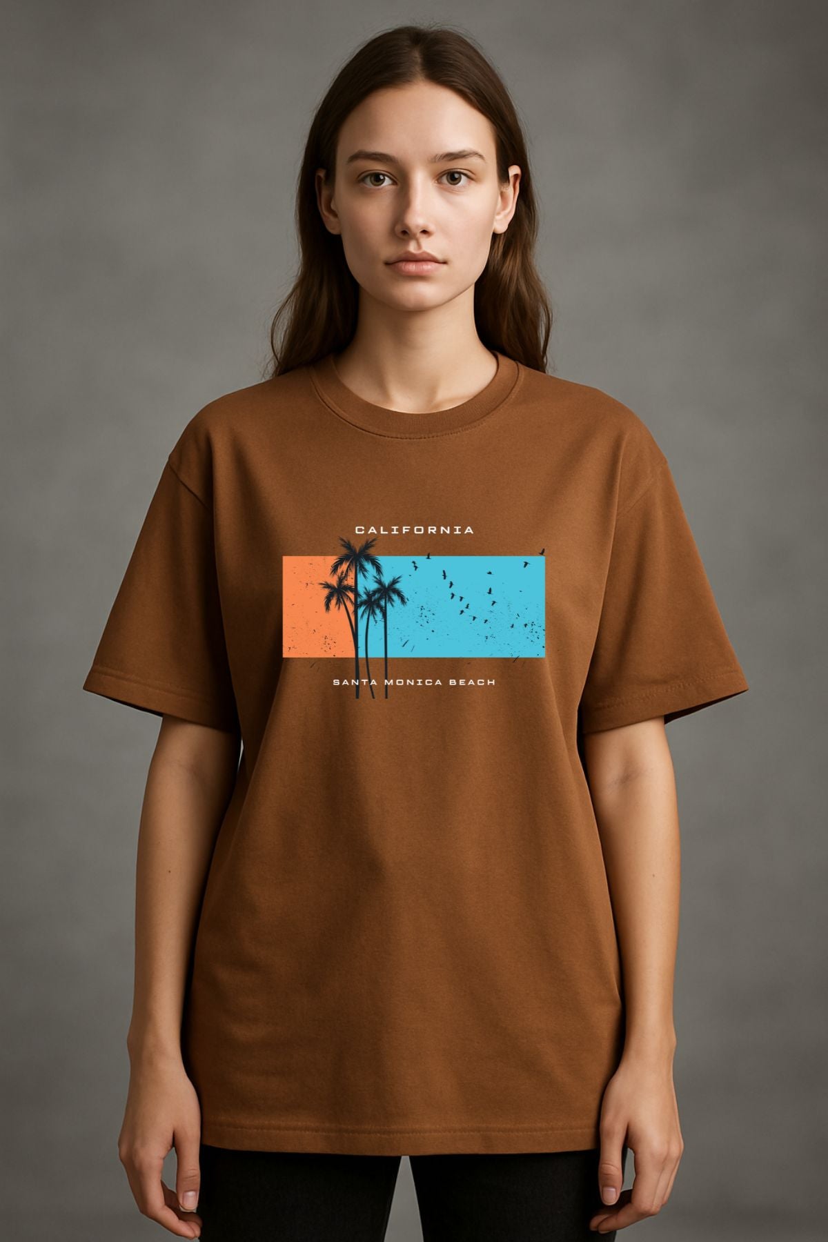 Santa Monica California Printed Oversize T-Shirt