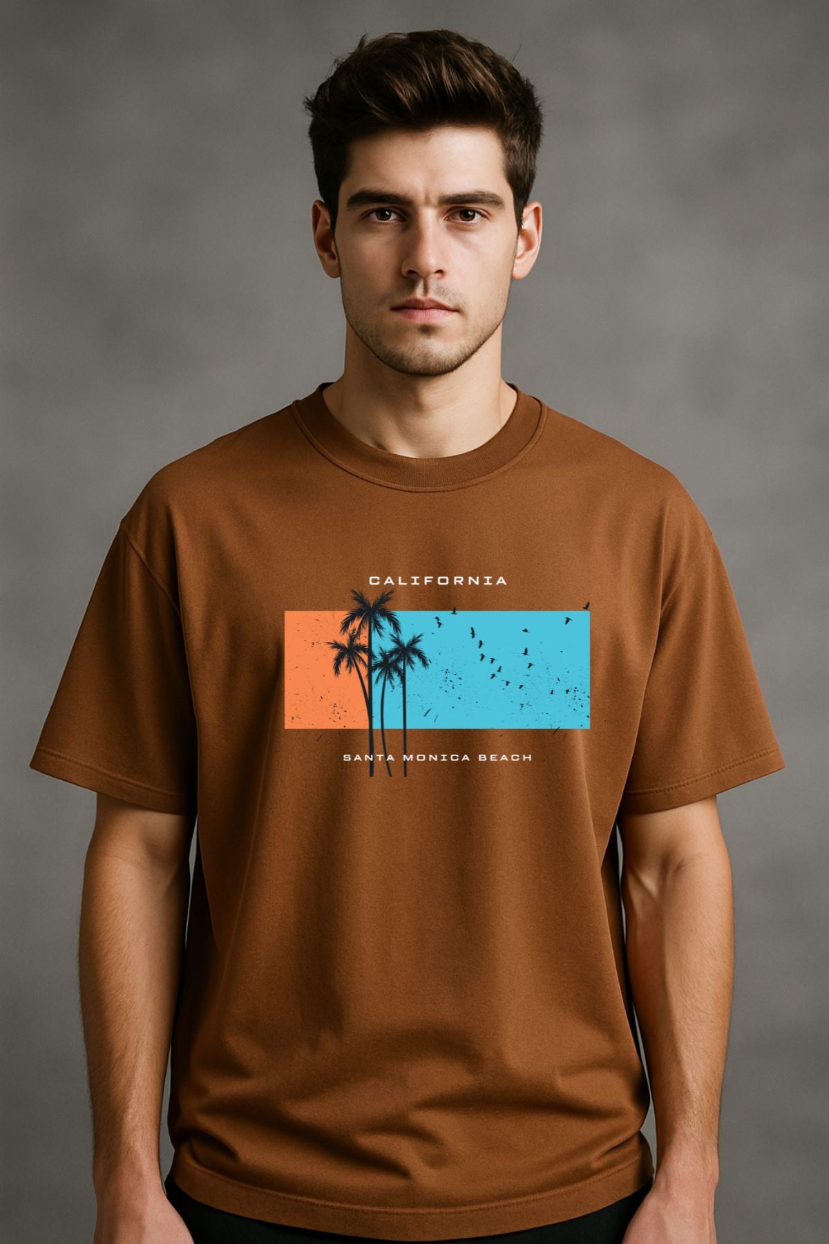 Santa Monica California Printed Oversize T-Shirt