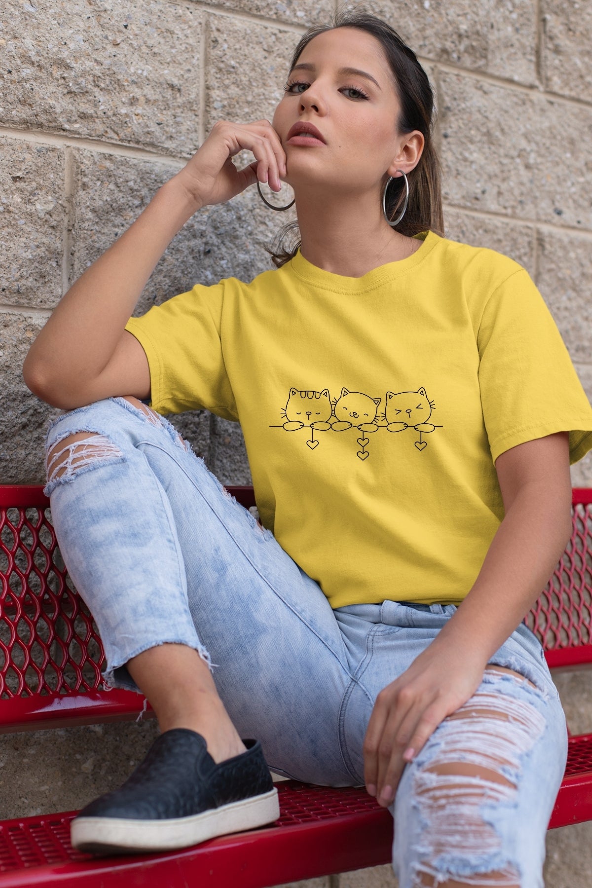 Cute kitty triplet hiding Unisex T-Shirt