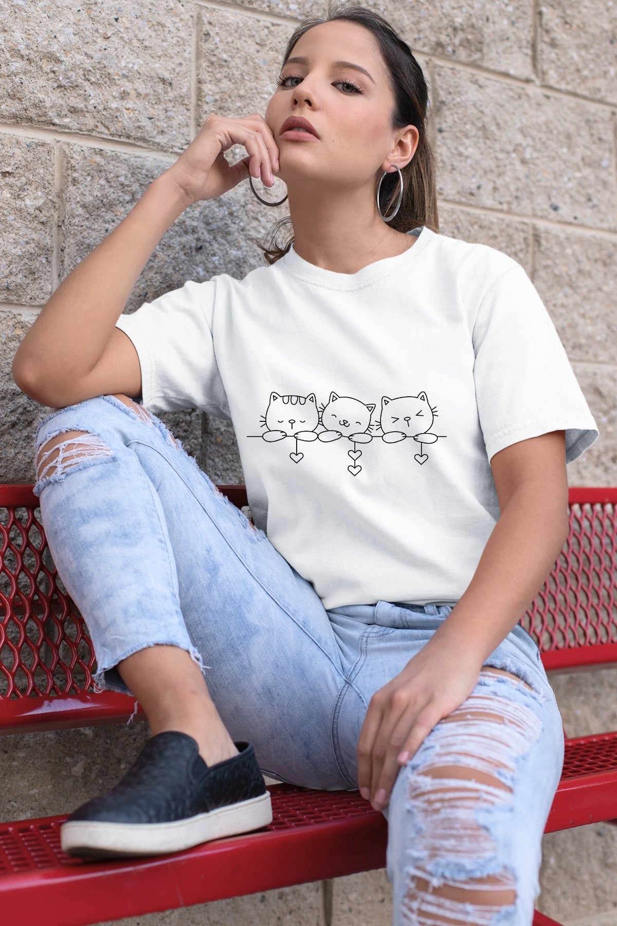 Cute kitty triplet hiding Unisex T-Shirt
