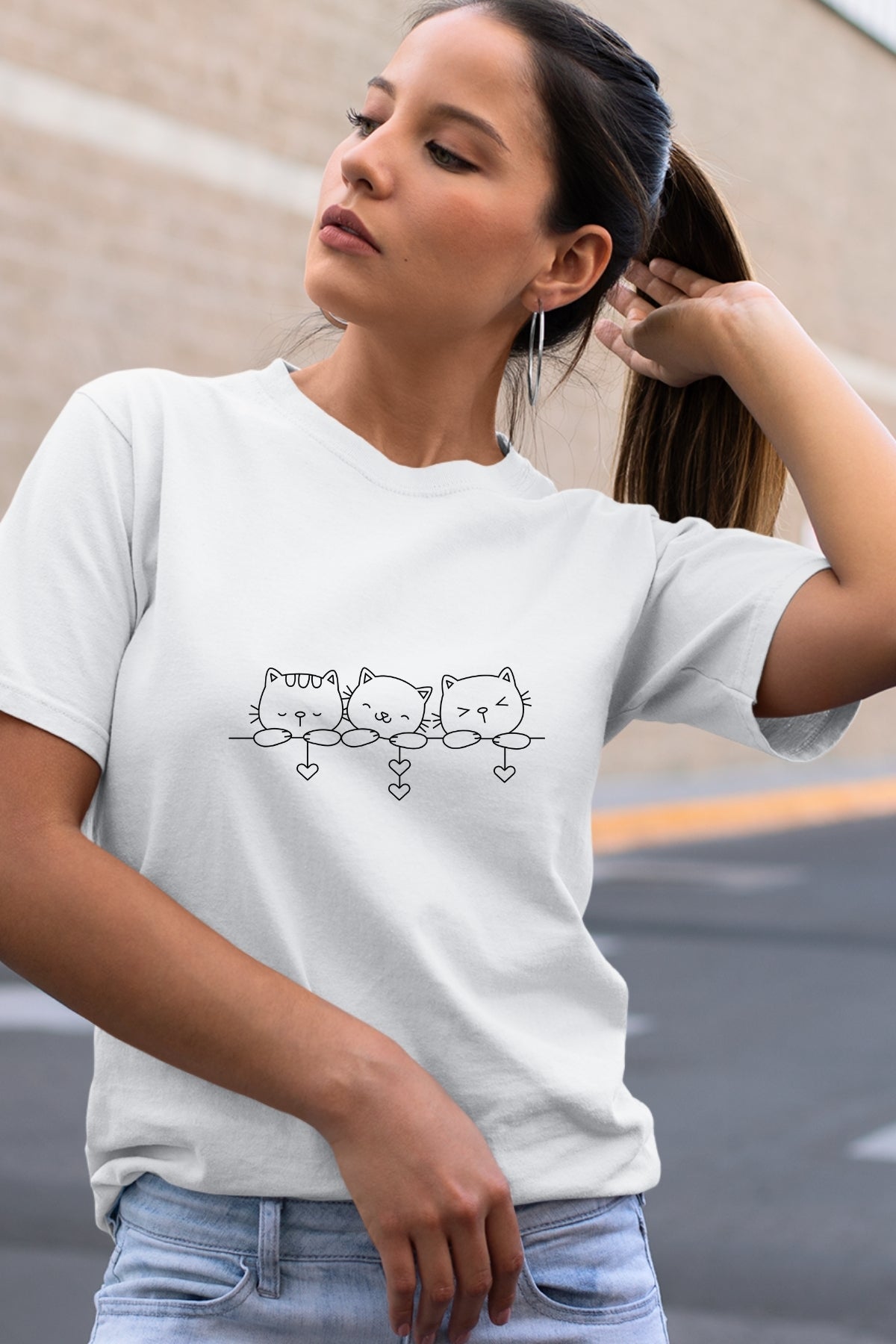 Cute kitty triplet hiding Unisex T-Shirt