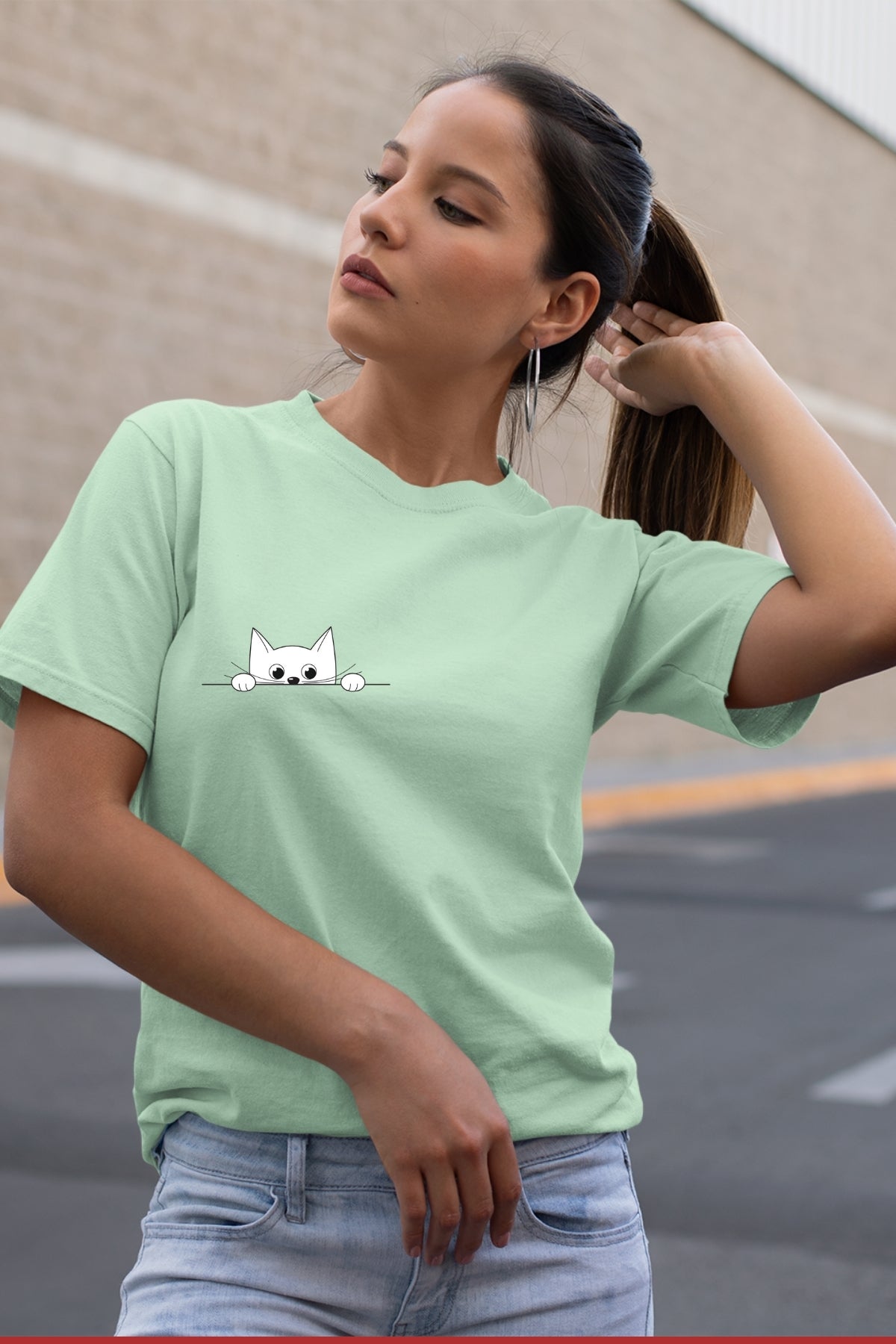 Peek-a-boo Cat hiding single Unisex T-Shirt