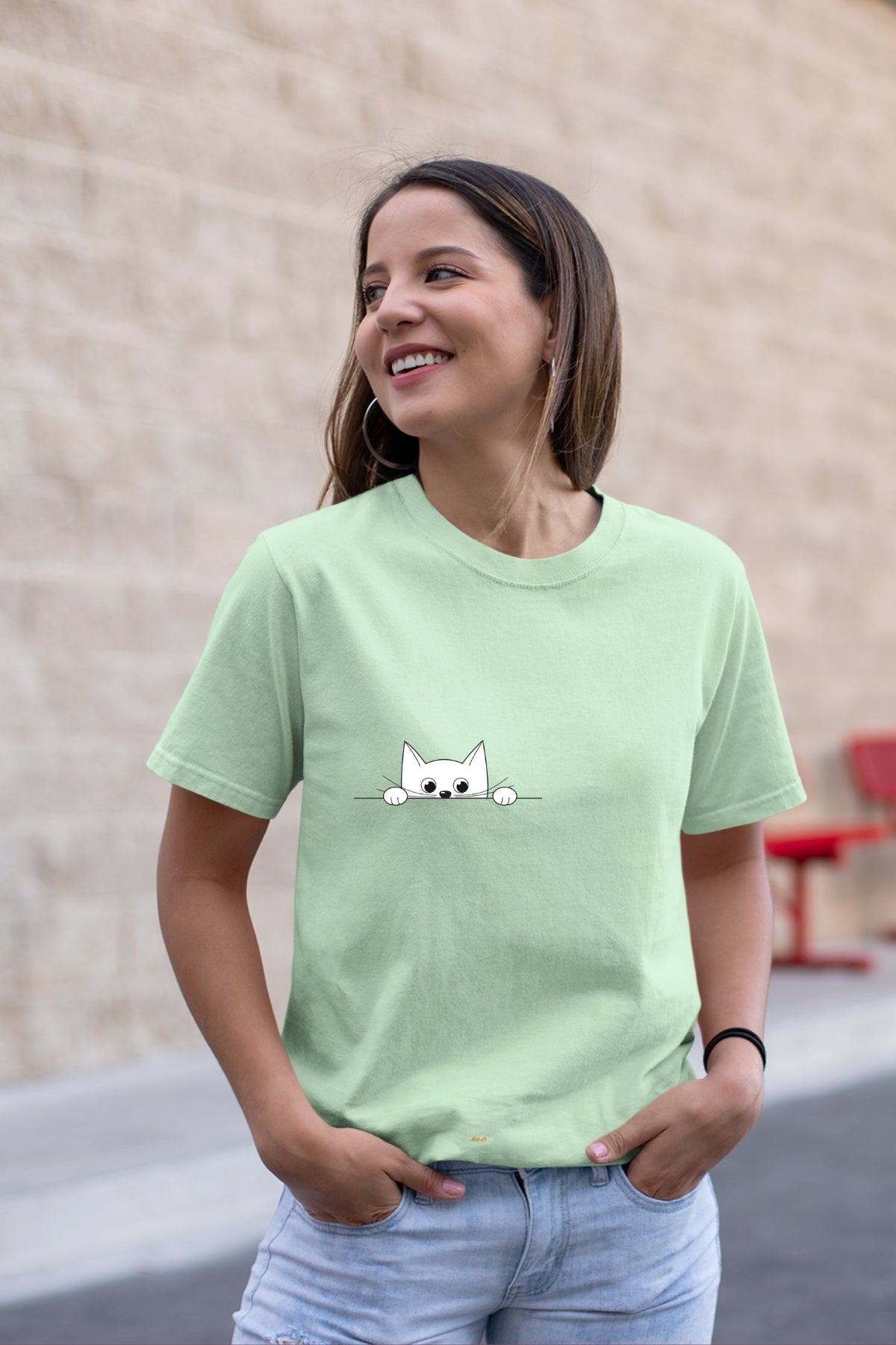 Peek-a-boo Cat hiding single Unisex T-Shirt