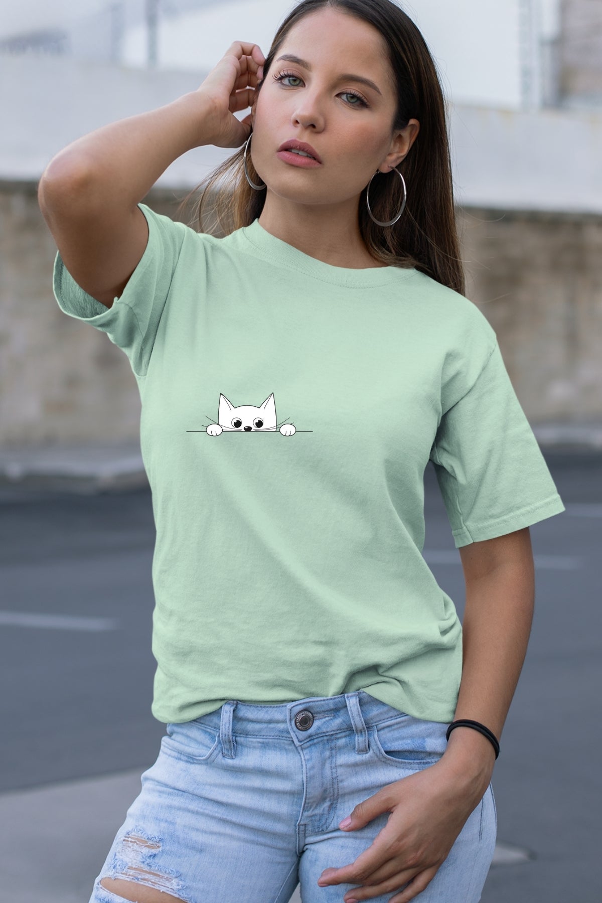 Peek-a-boo Cat hiding single Unisex T-Shirt