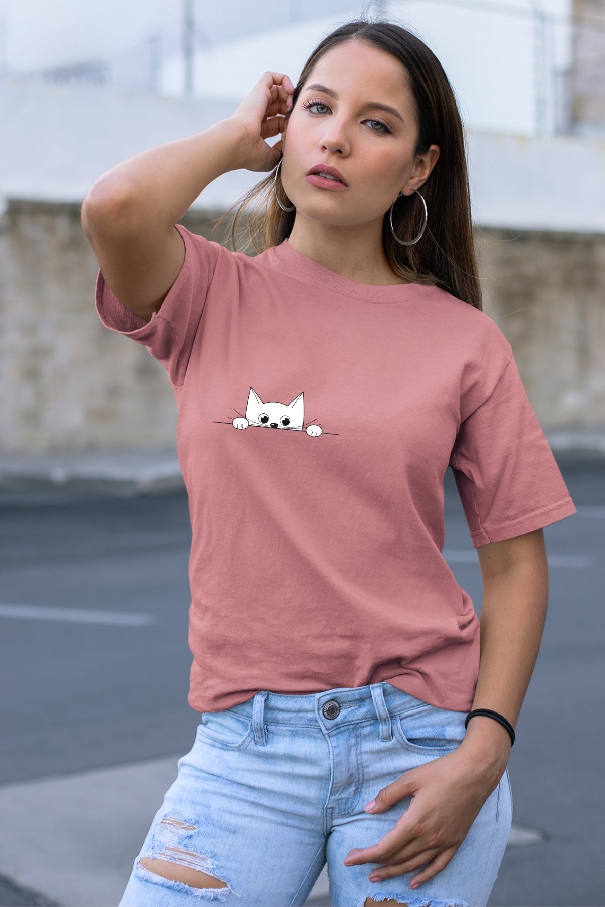 Peek-a-boo Cat hiding single Unisex T-Shirt