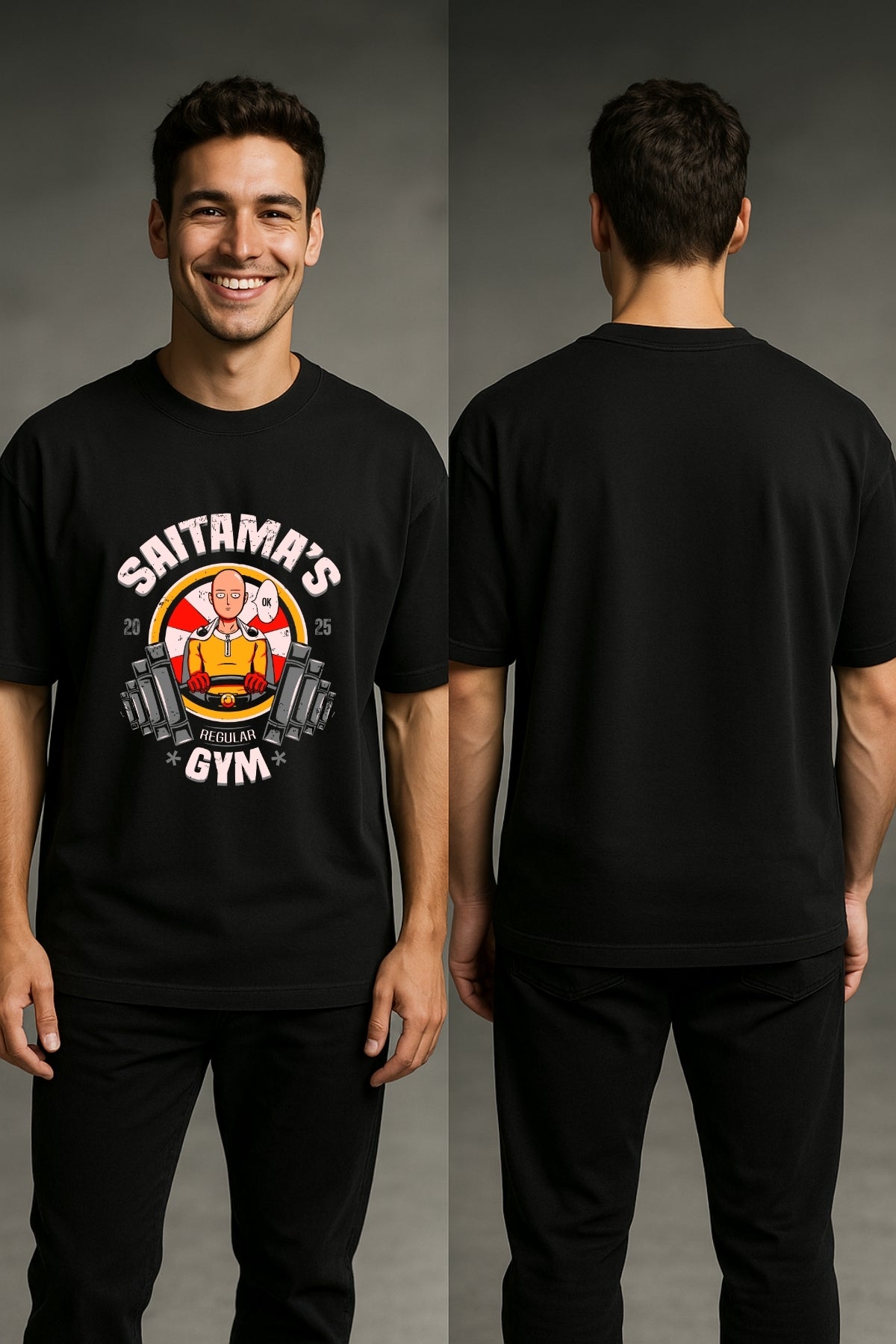 Saitama Gym One Punch Man Anime Printed Oversize T-Shirt