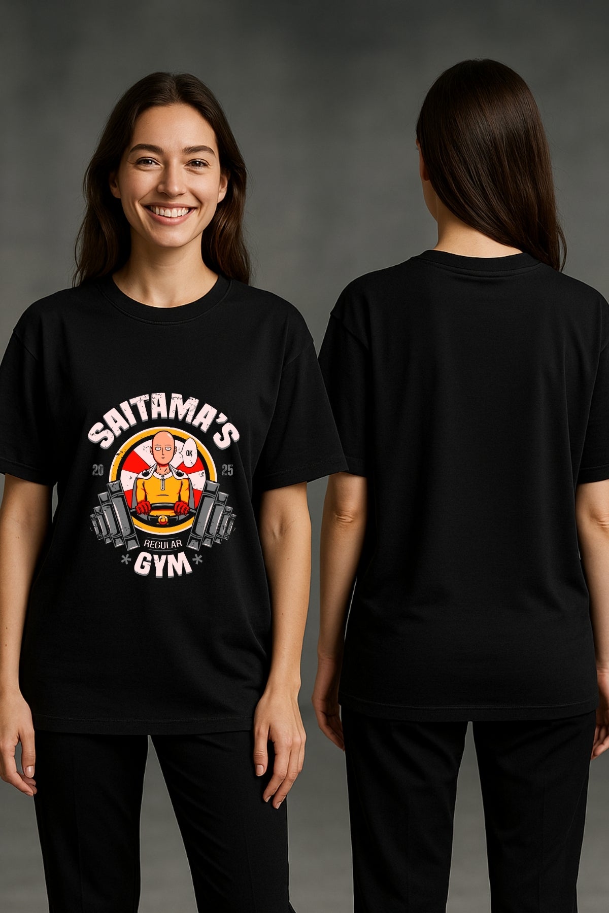 Saitama Gym One Punch Man Anime Printed Oversize T-Shirt