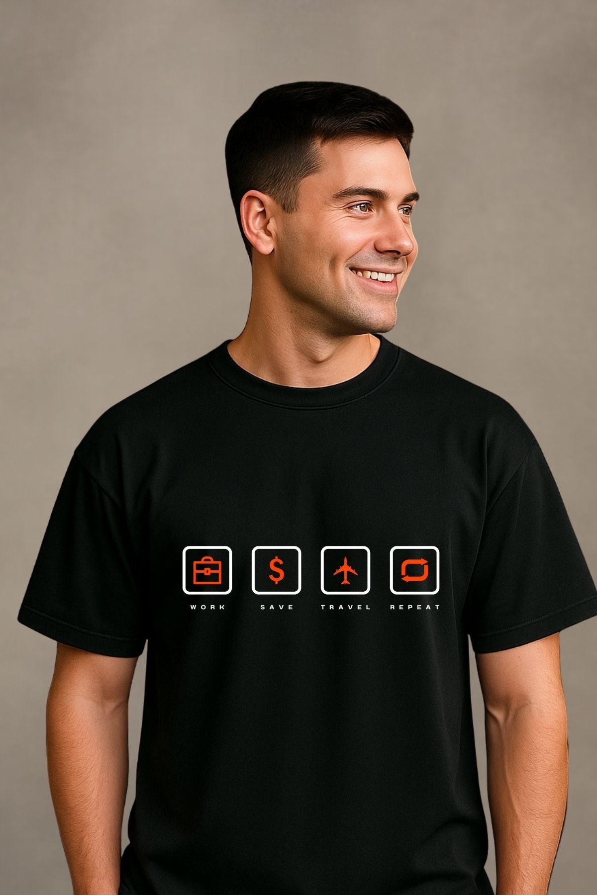 Work Save Travel Repeat Printed Unisex T-Shirt