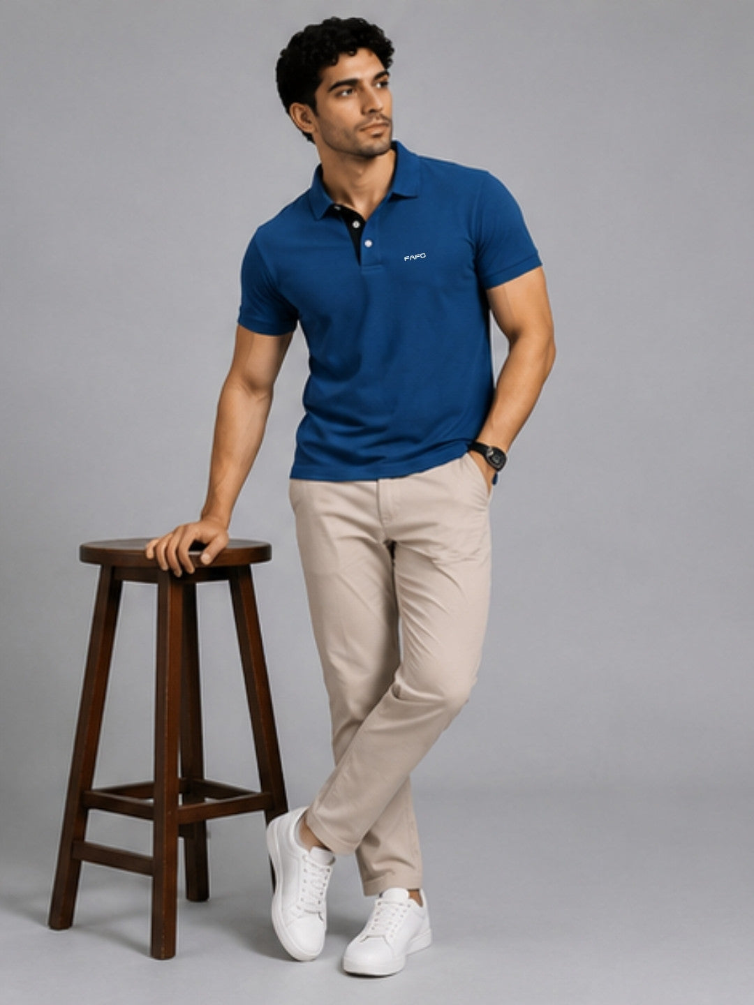 Atlantic Blue Premium Cotton Blend Polo T-Shirt for Men
