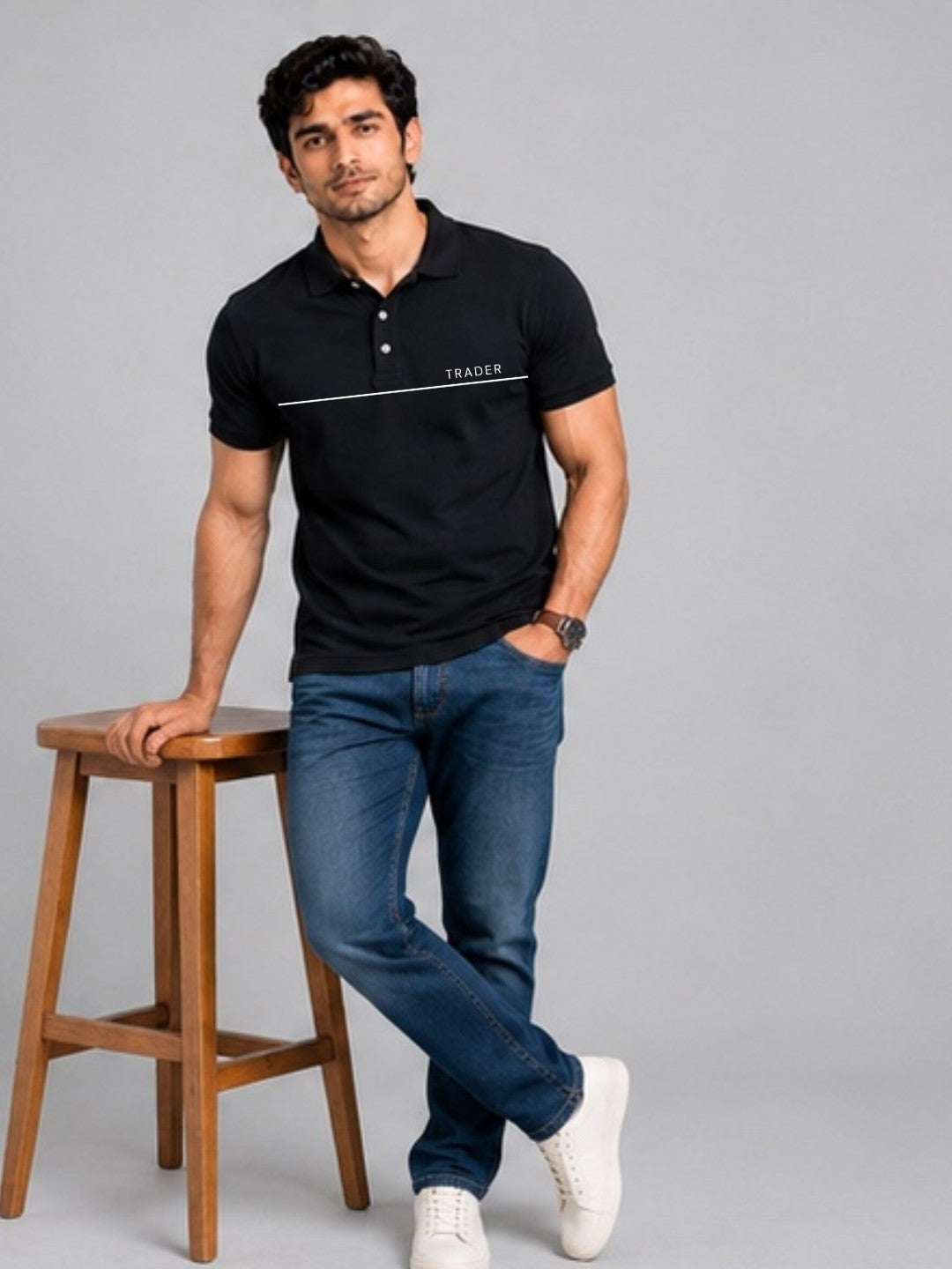 Trader Horizon Black Polo Trading T-Shirt