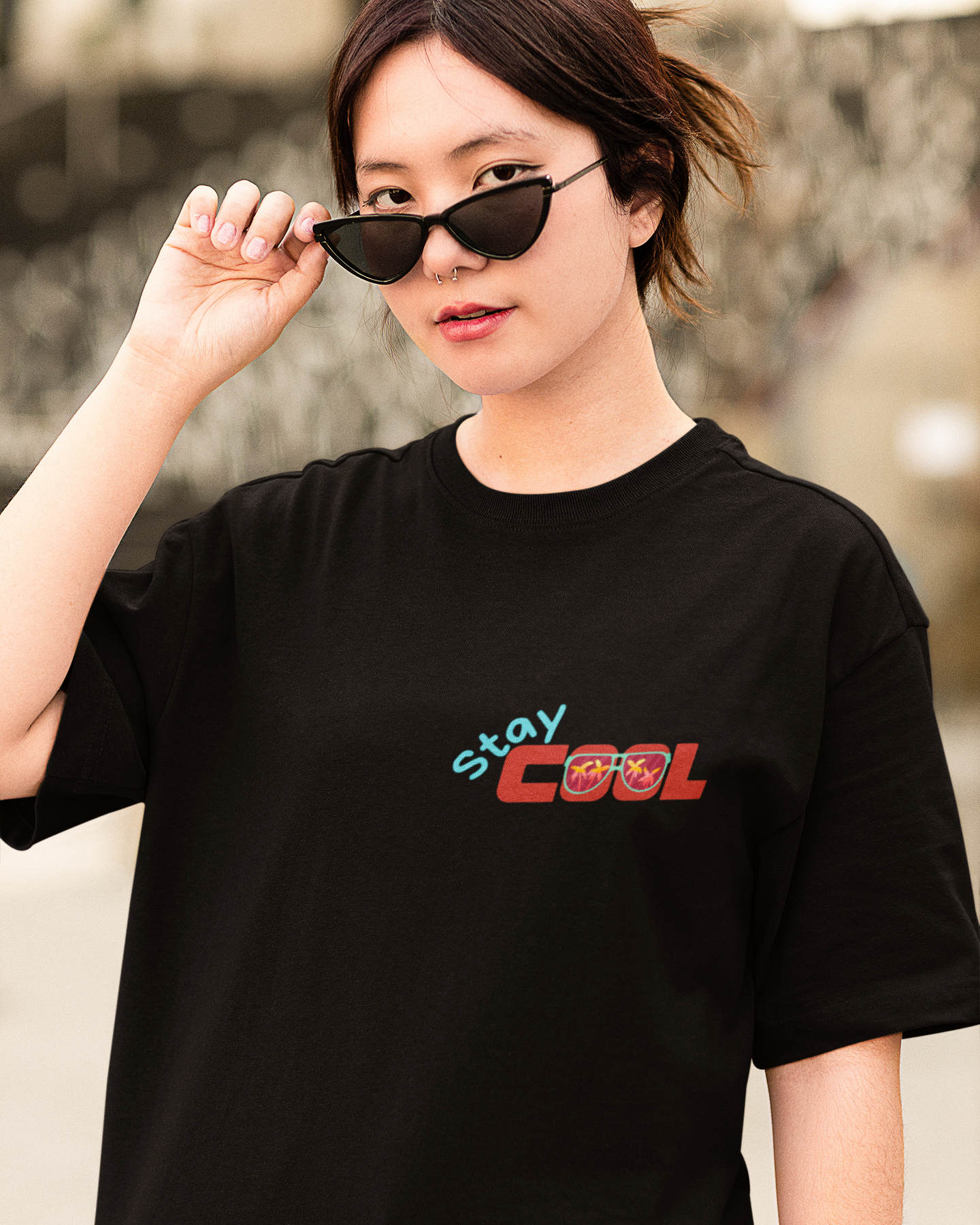 Funky Panda Printed Oversize T-Shirt