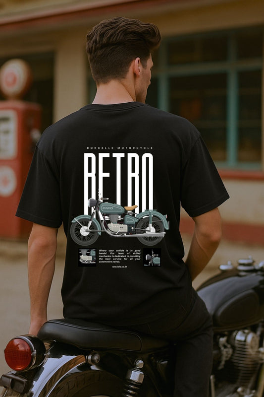 Retro bike front back Printed Oversize T-Shirt