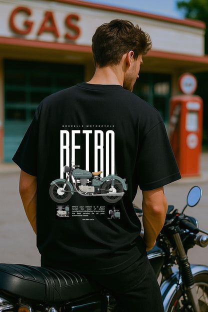 Retro bike front back Printed Oversize T-Shirt