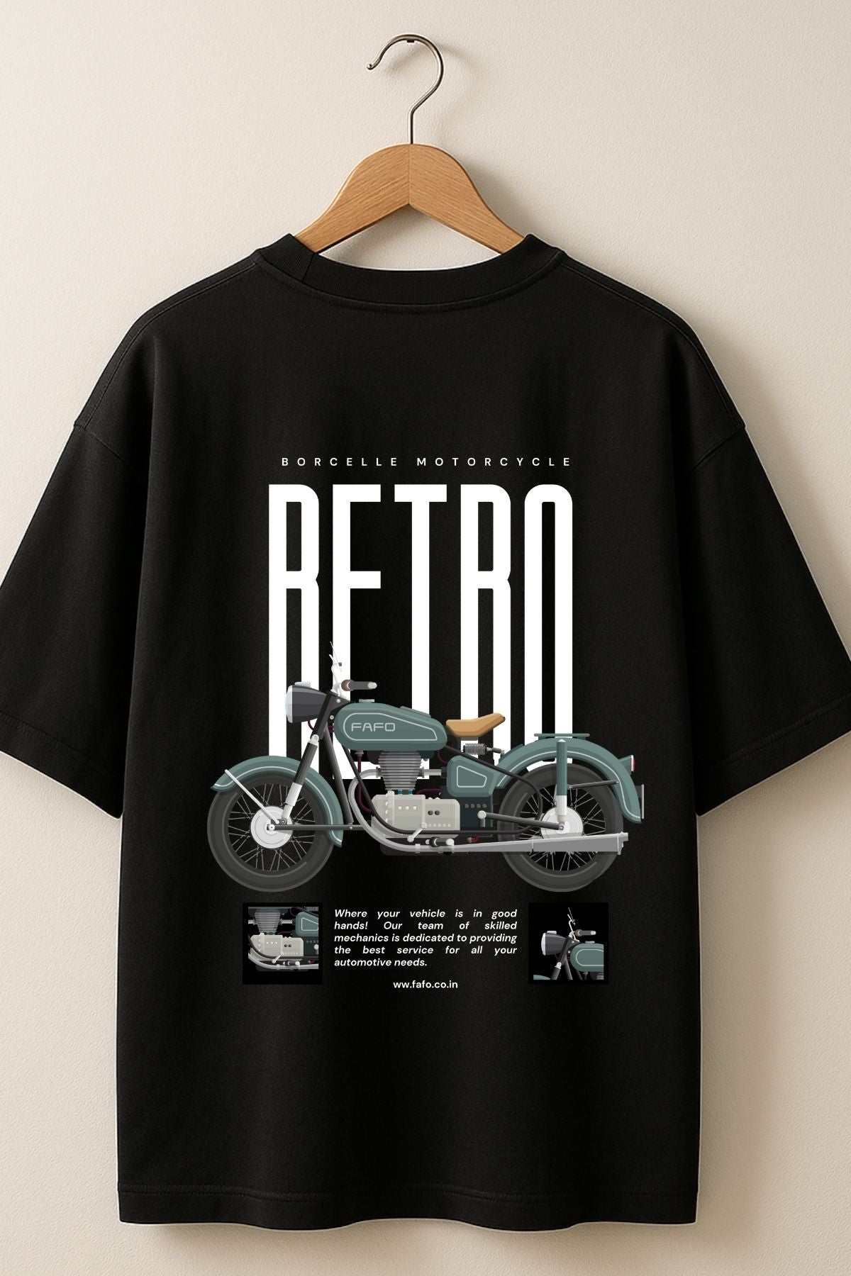 Retro bike front back Printed Oversize T-Shirt