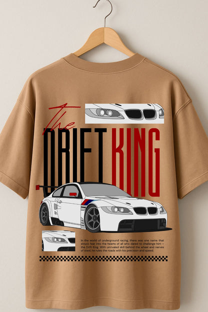 Drift King with white car back front Printed Oversize T-Shirt