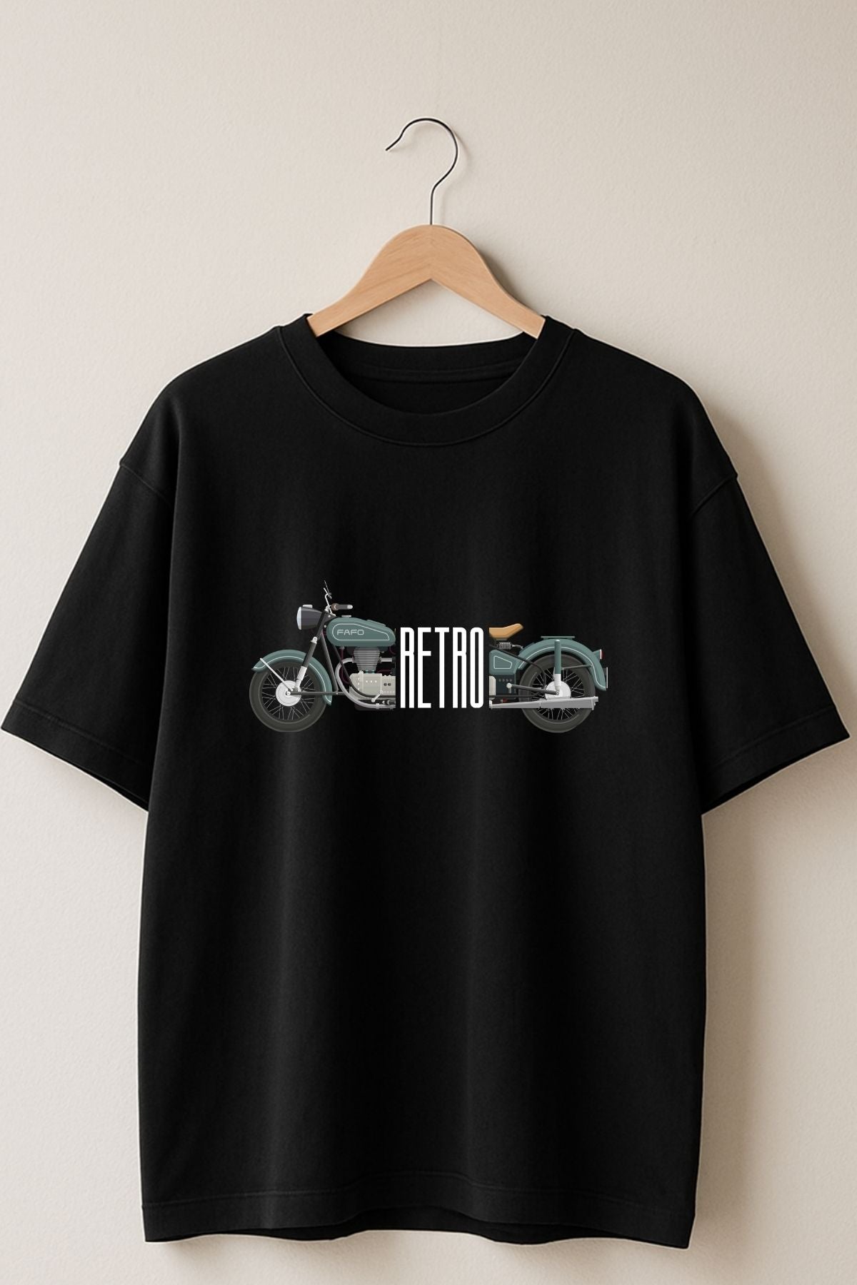 Retro bike front back Printed Oversize T-Shirt