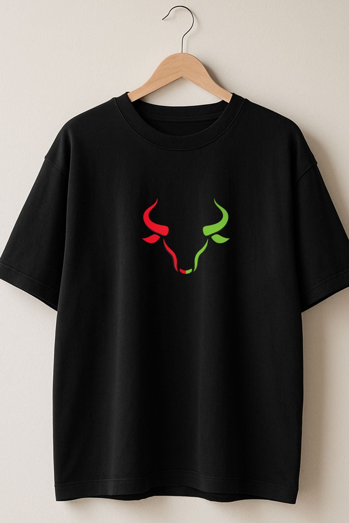 Dual Bull Trader Oversize Printed Trading T-Shirt