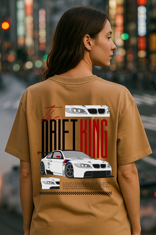 Drift King with white car back front Printed Oversize T-Shirt