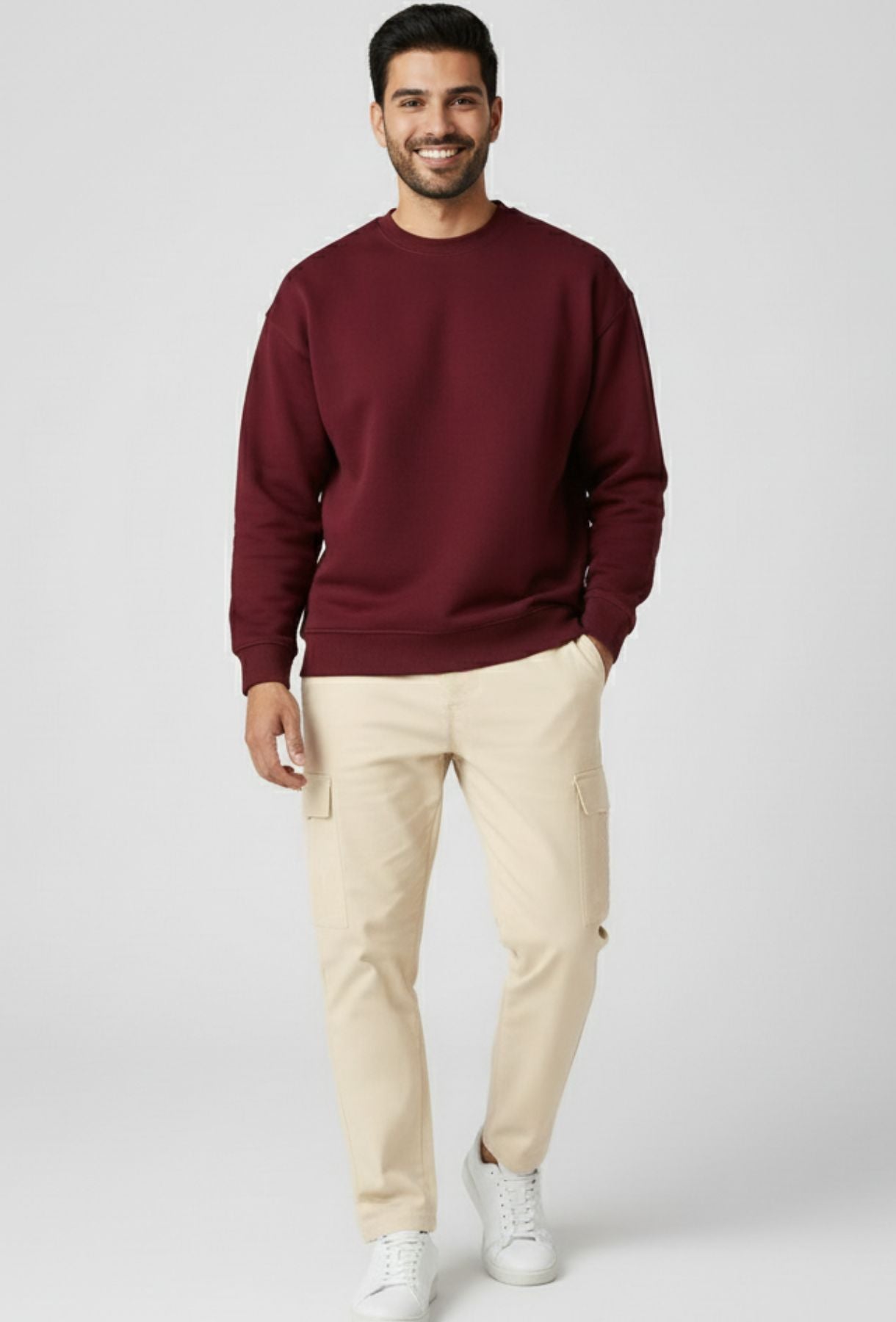 Oversized Burgundy & Sand Mix Vibe Co-ords
