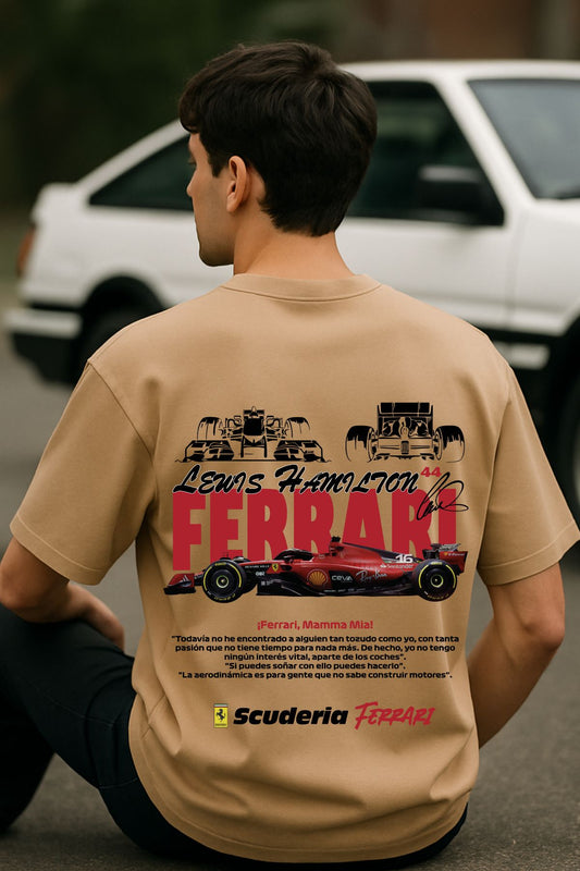 Red Ferrari back front Printed Oversize T-Shirt