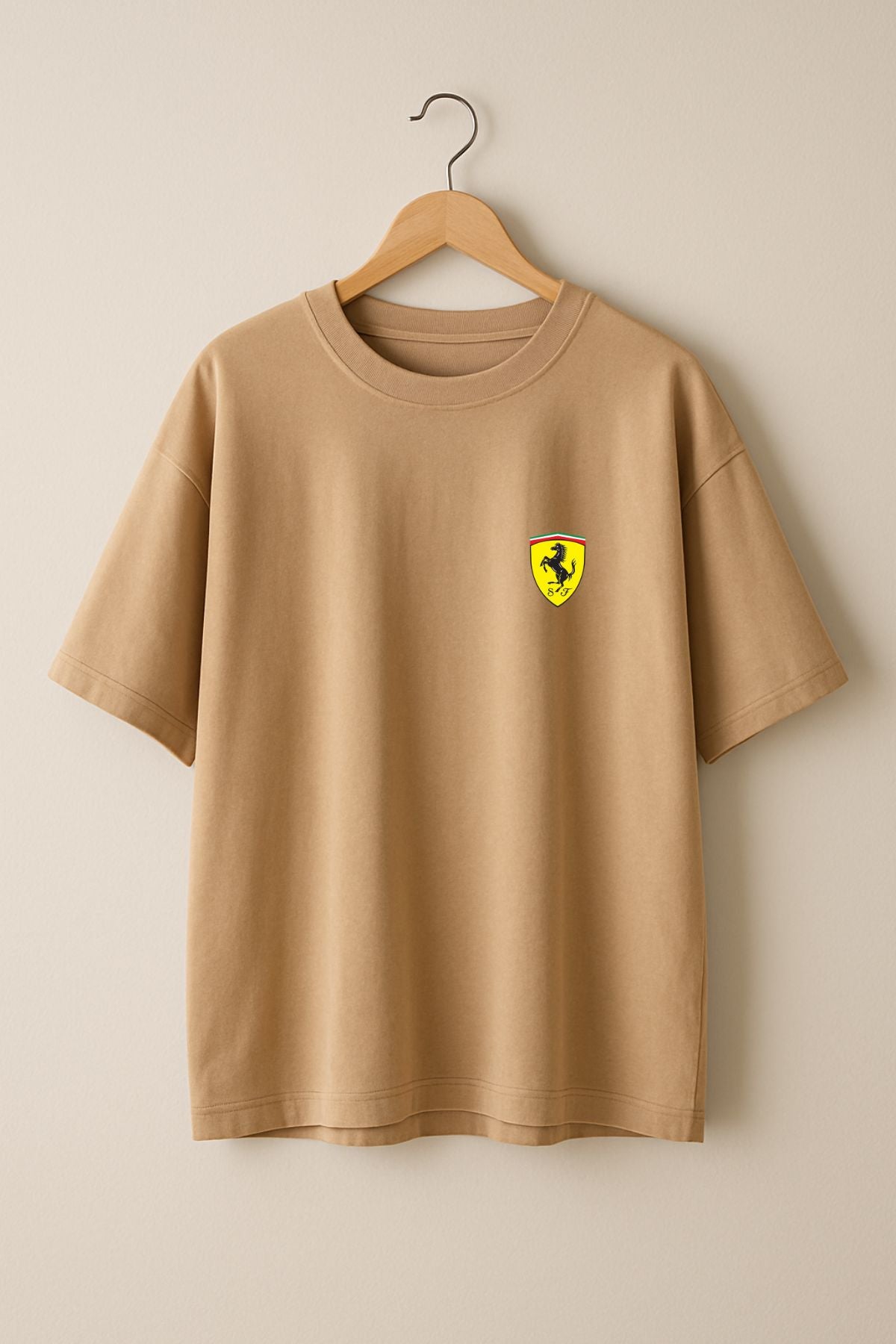 Red Ferrari back front Printed Oversize T-Shirt