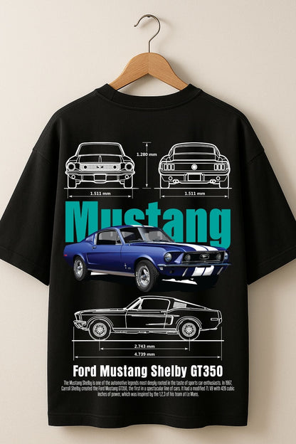 Mustang Car back  front Printed Oversize T-Shirt