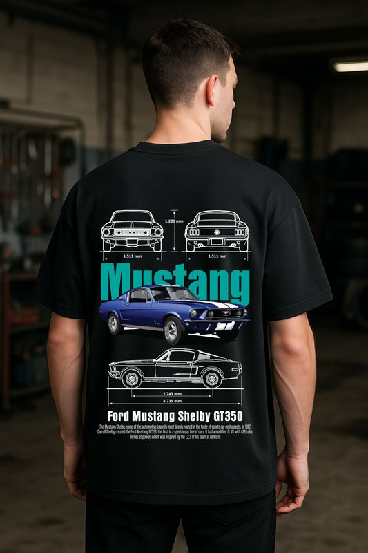 Mustang Car back  front Printed Oversize T-Shirt
