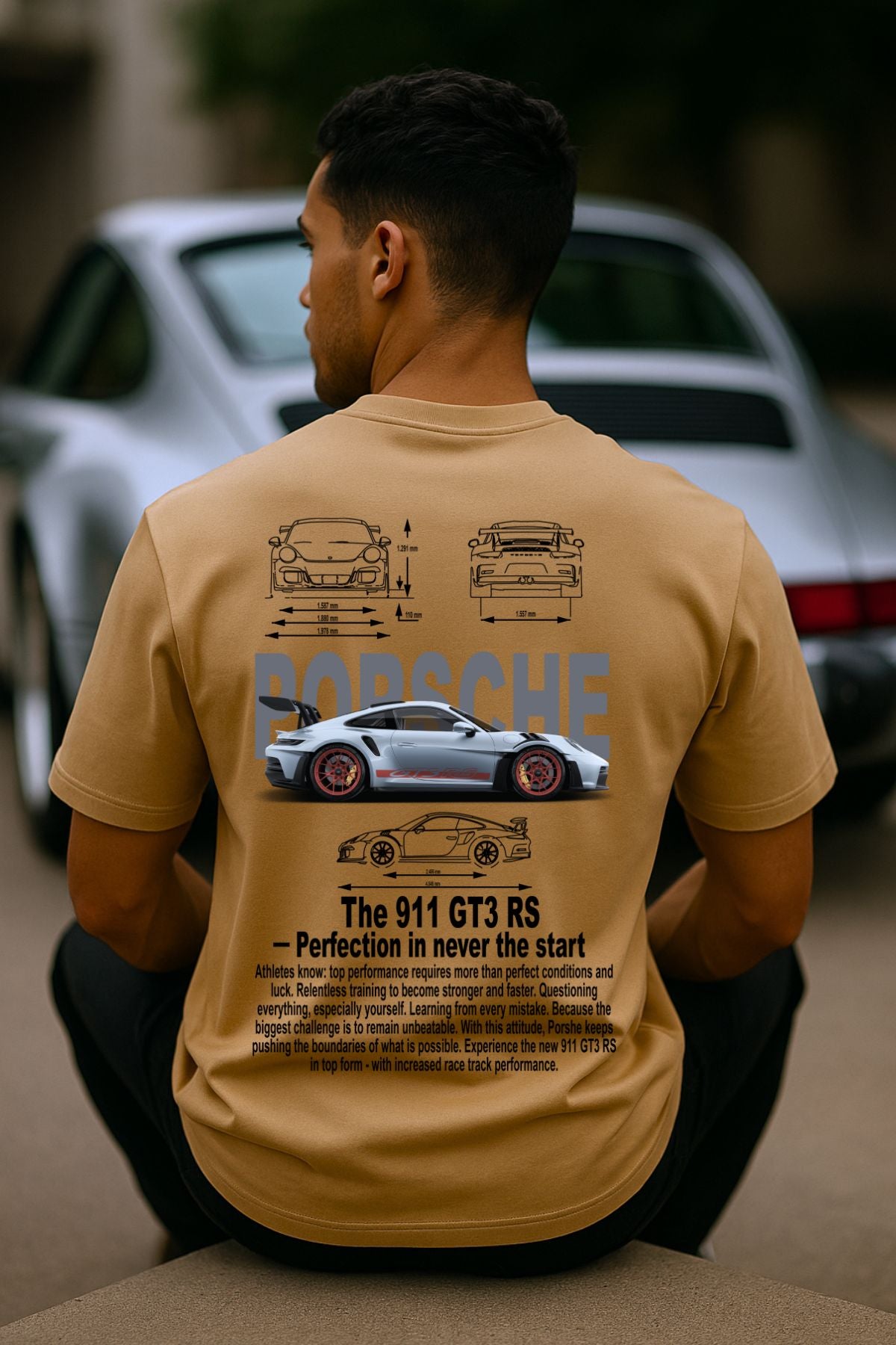 Porsche Car back front Printed Oversize T-Shirt
