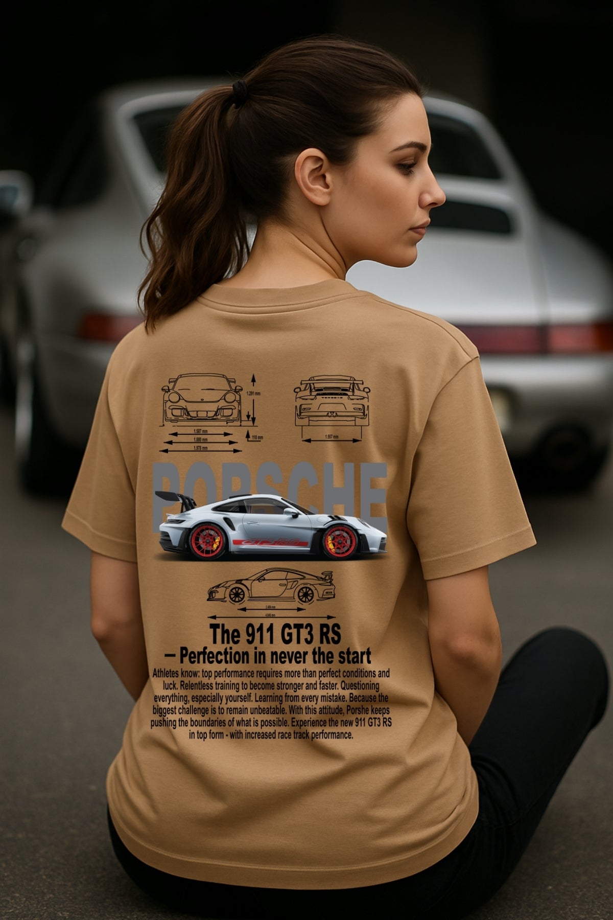 Porsche Car back front Printed Oversize T-Shirt